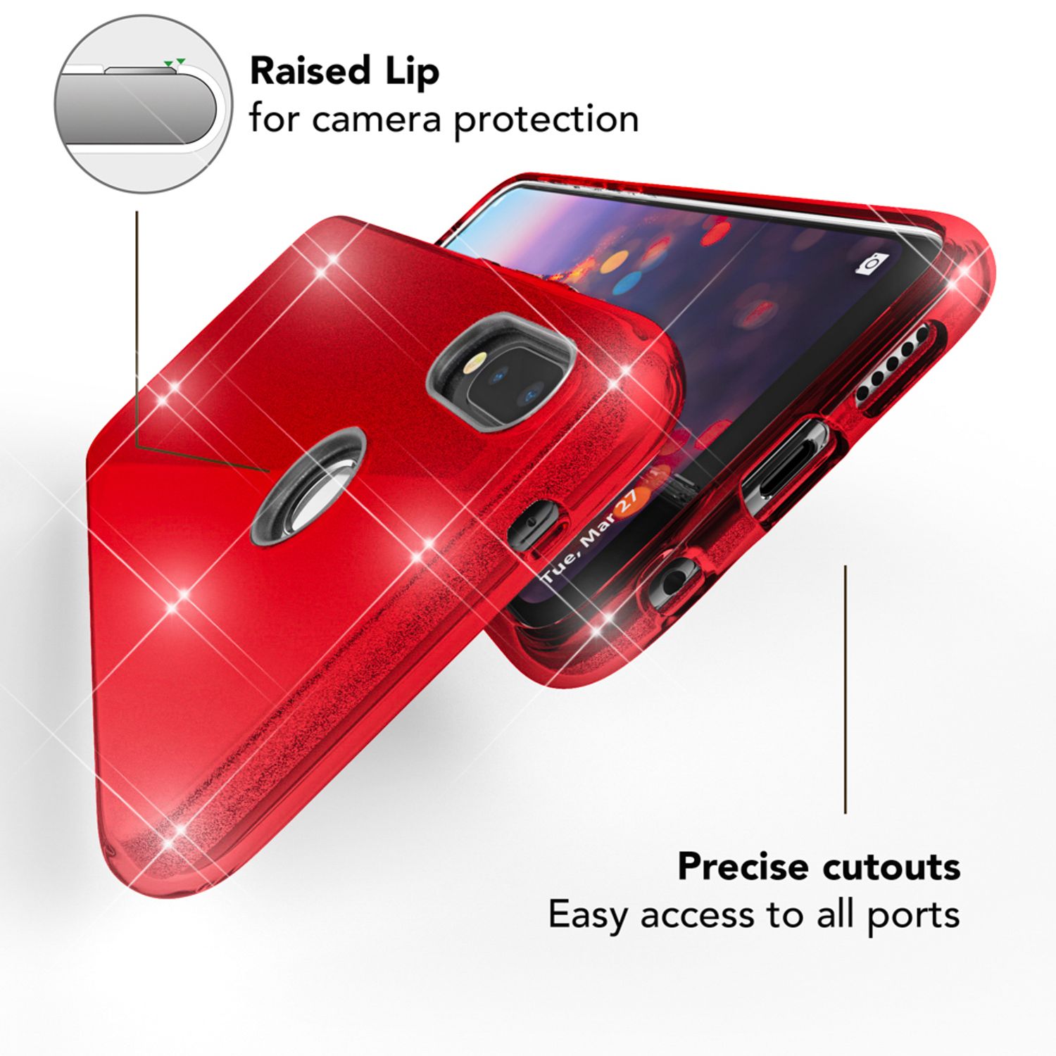 Huawei P20 Lite Hülle Handyhülle von NALIA, Glitzer Silikon-Case Back-Cover Türkis NALIA Protective Hülle