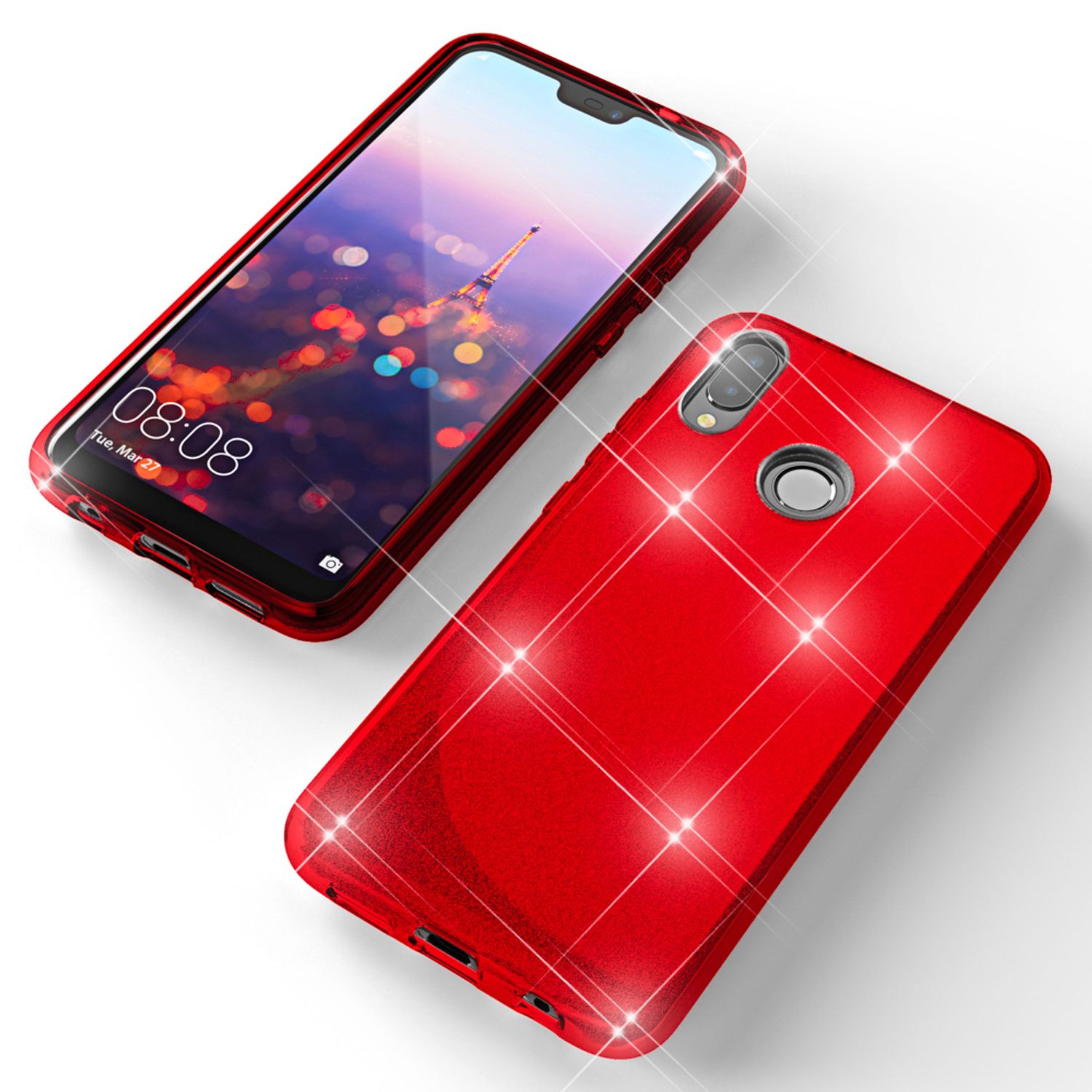 Huawei P20 Lite Hülle Handyhülle von NALIA, Glitzer Silikon-Case Back-Cover Türkis NALIA Protective Hülle