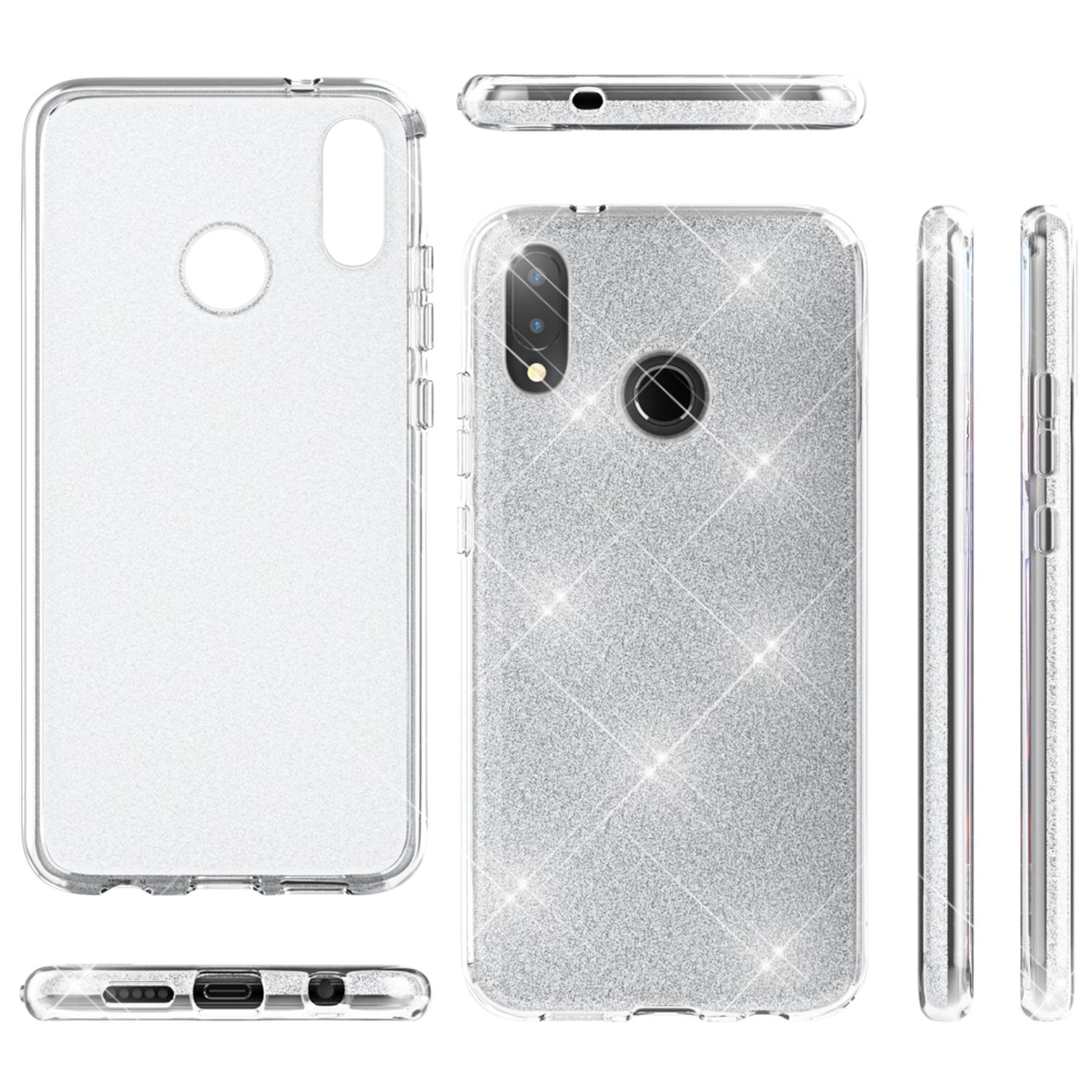 Huawei P20 Lite Hülle Handyhülle von NALIA, Glitzer Silikon-Case Back-Cover Türkis NALIA Protective Hülle