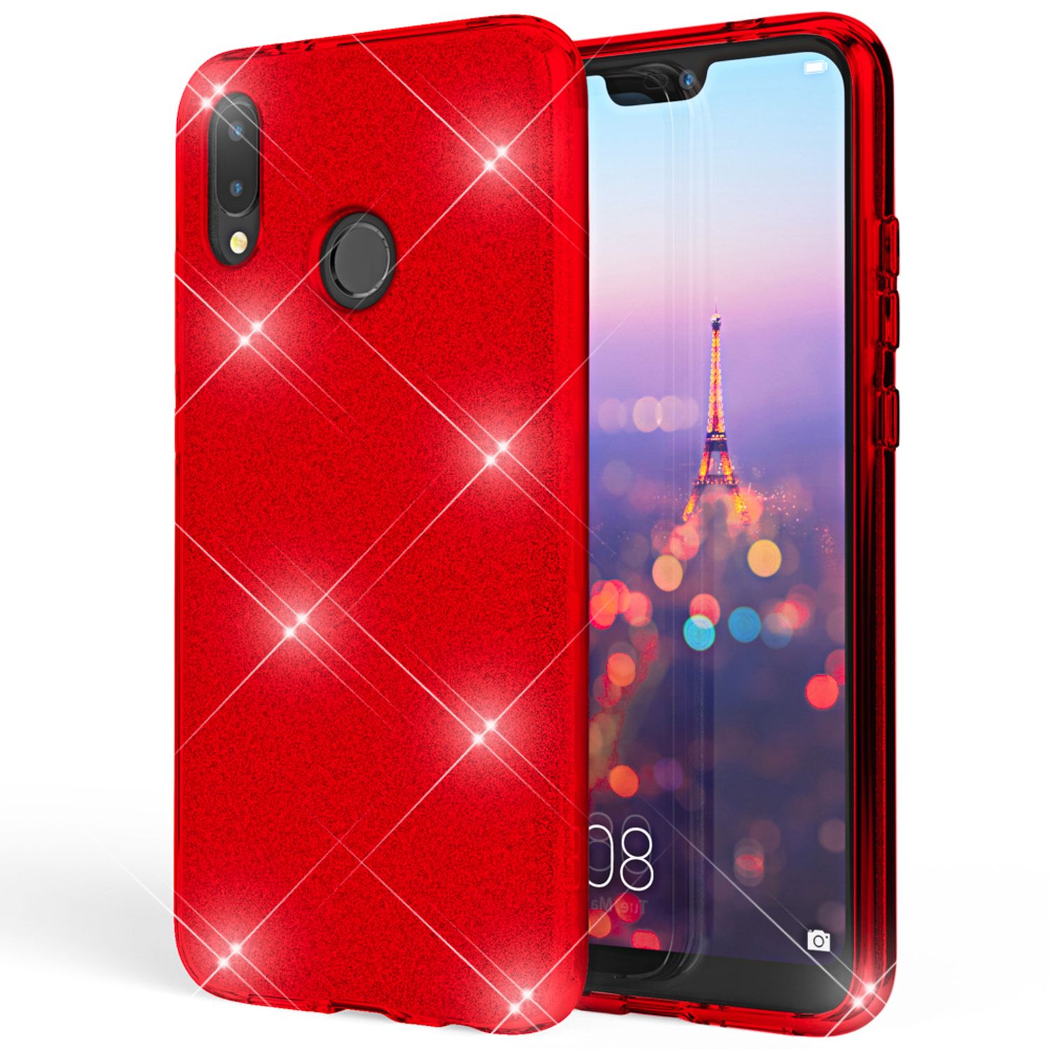 Huawei P20 Lite Hülle Handyhülle von NALIA, Glitzer Silikon-Case Back-Cover Türkis NALIA Protective Hülle
