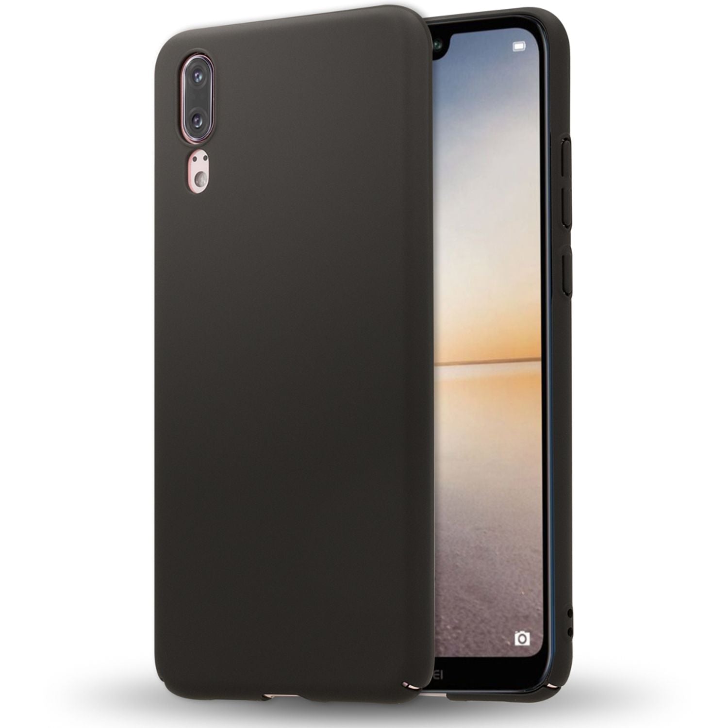 Huawei P20 Handy Hülle von NALIA Dünnes Hard Case Schutz Etui Slim Matt Cover Schwarz NALIA SlimFit Hülle