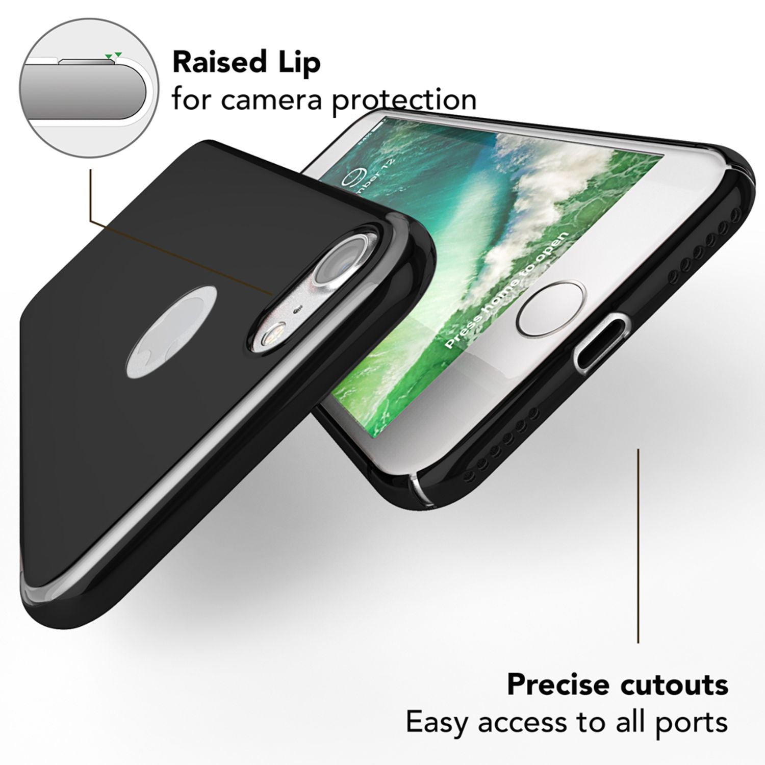 iPhone 7 Spiegel Handy Hülle von NALIA, Ultra Slim Cover Mirror Case Hard Cover Schwarz NALIA