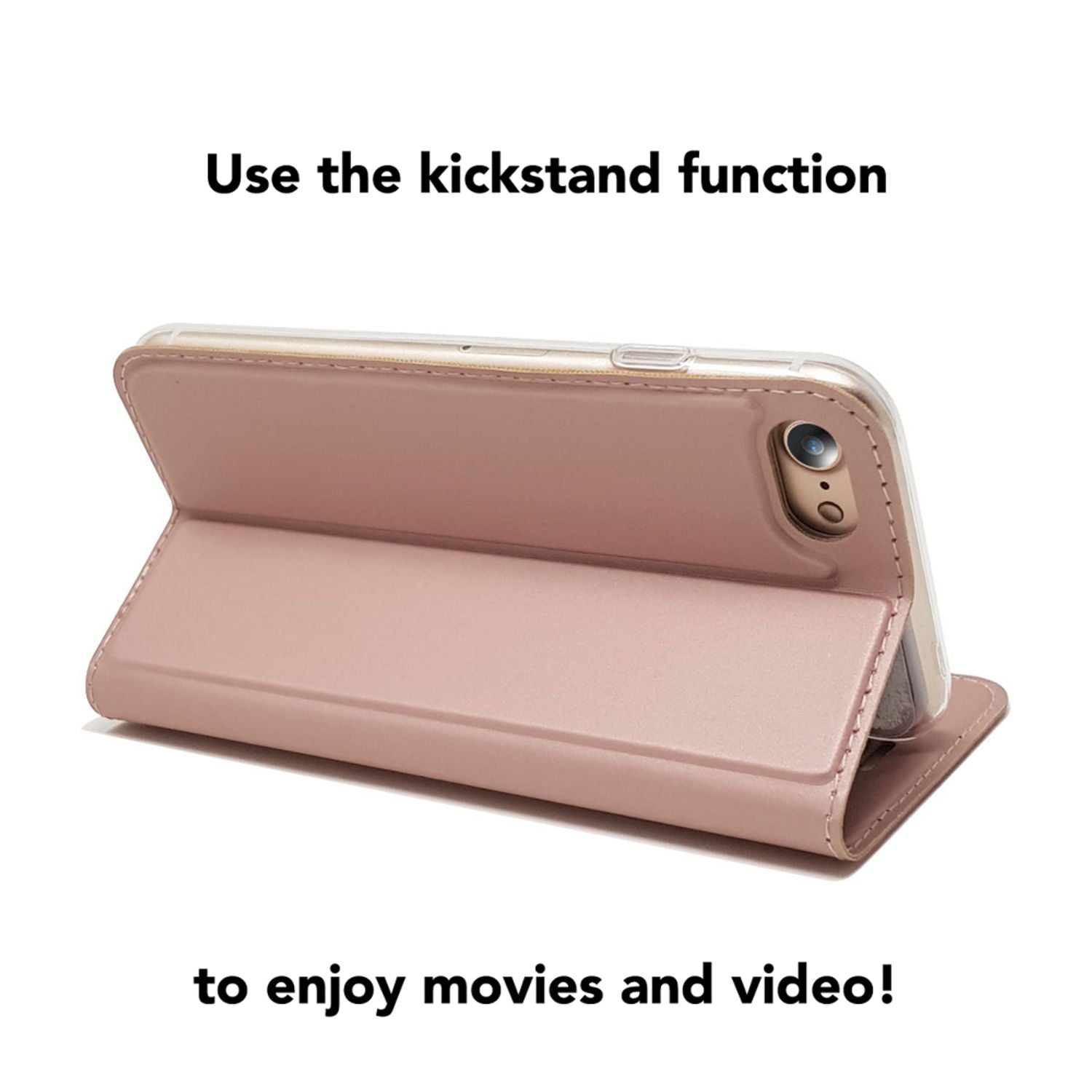 NALIA Klapp Hülle für iPhone SE 2022 / SE 2020 / 8 / 7, Handy Case Kunst Leder Rose Gold NALIA