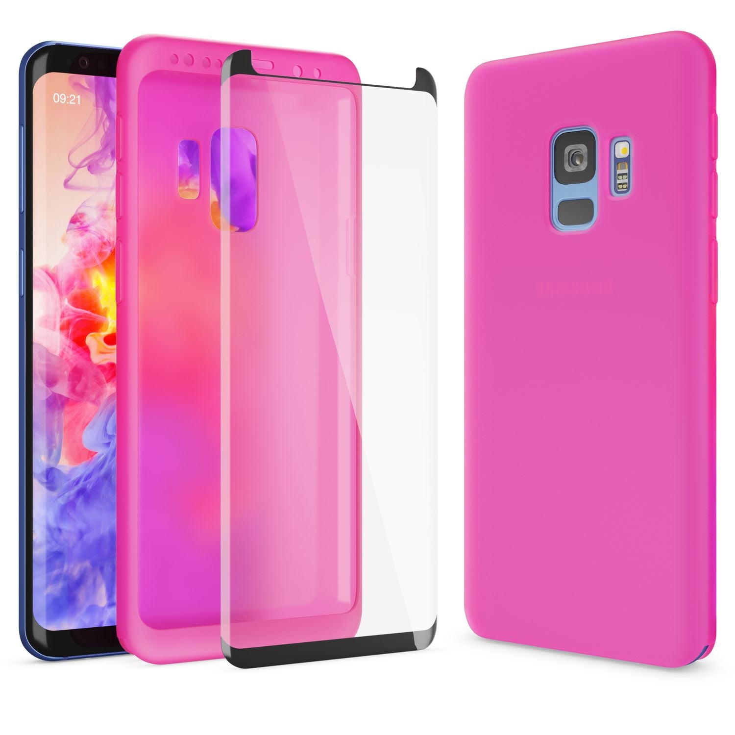 NALIA 360 Grad Handy Hülle für Samsung Galaxy S9, Full Cover Case Silikon Bumper Schwarz NALIA