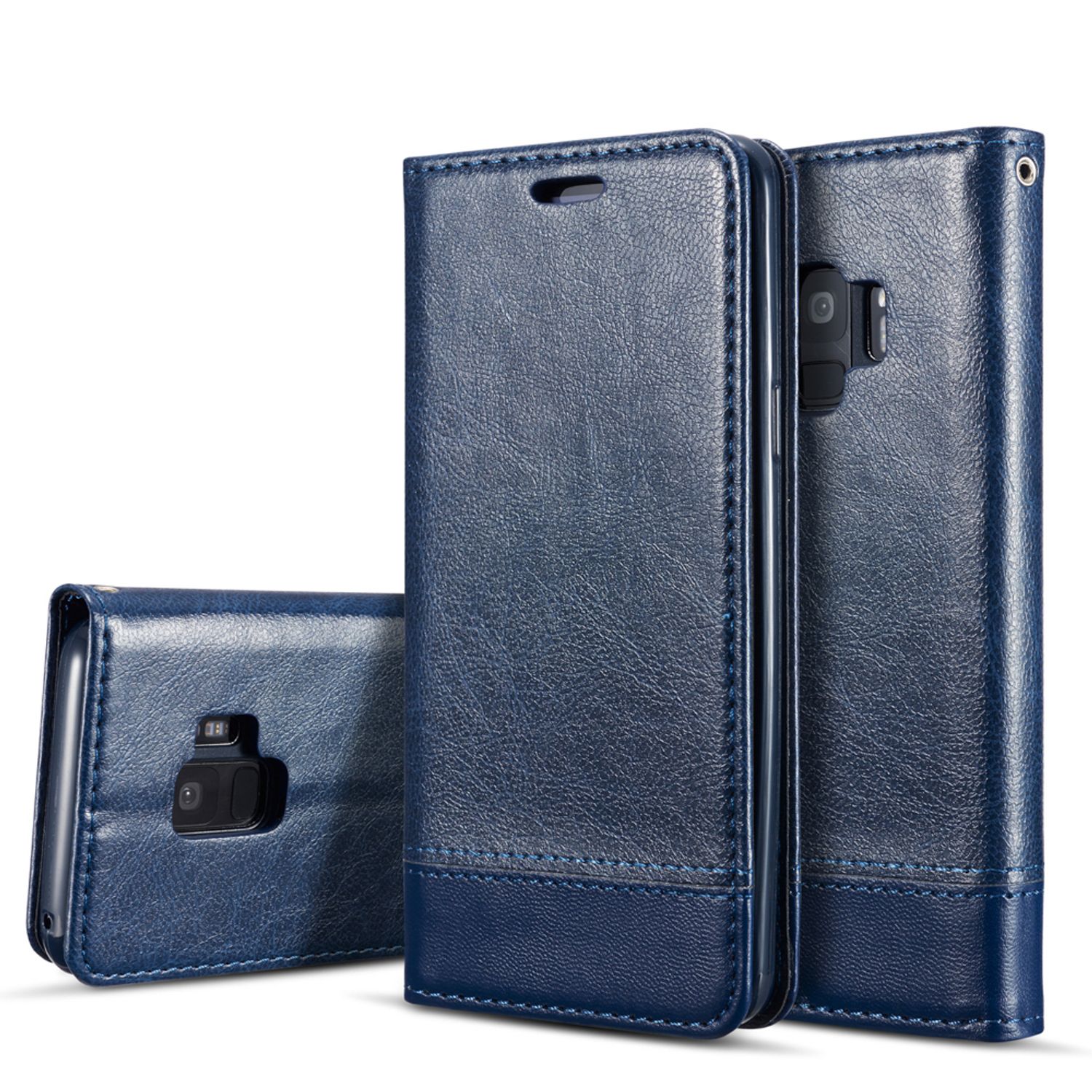 Samsung Galaxy S9 Plus Klapp Hülle von NALIA, Handy Flip Case Kunstleder Cover Blau NALIA