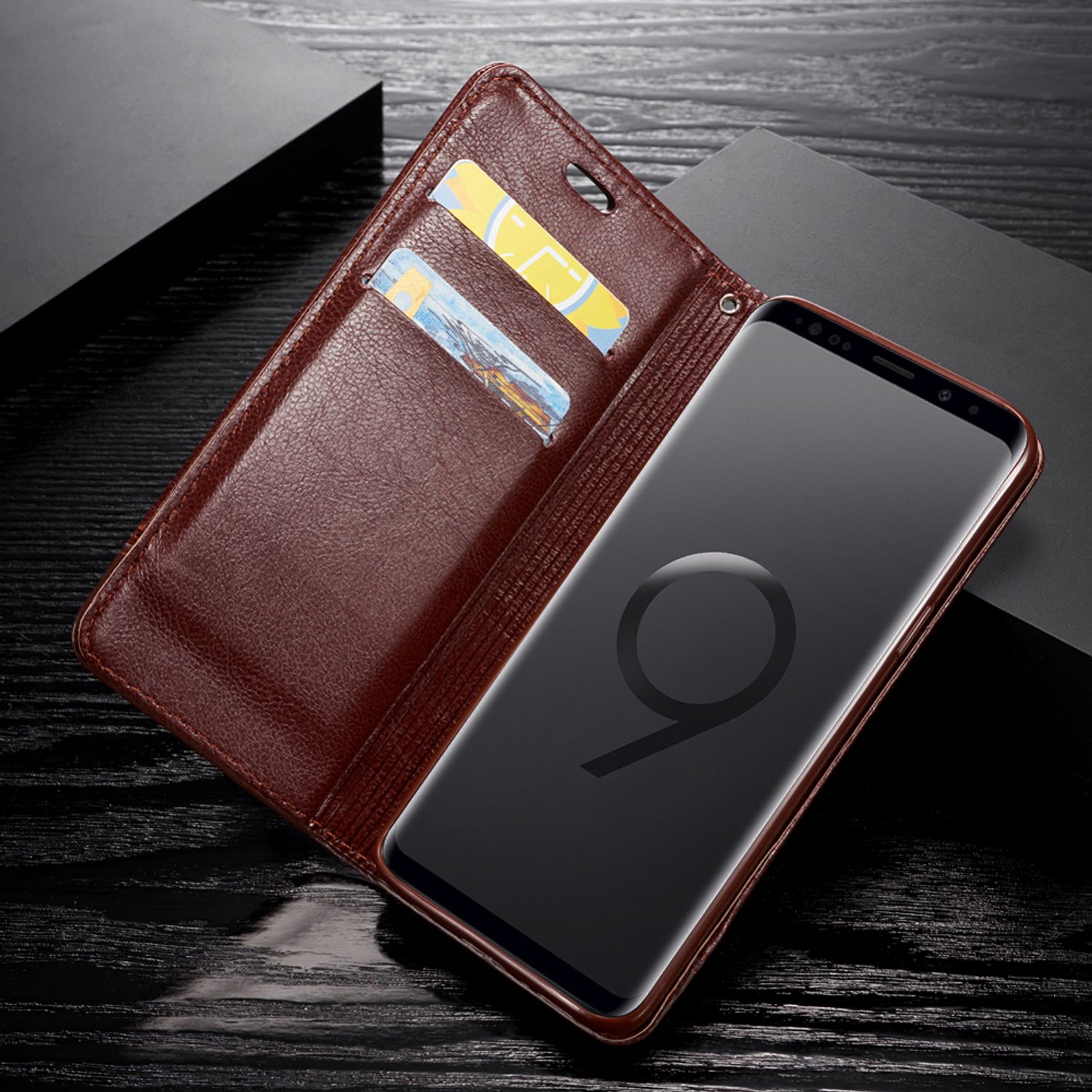 Samsung Galaxy S9 Plus Klapp Hülle von NALIA, Handy Flip Case Kunstleder Cover Blau NALIA