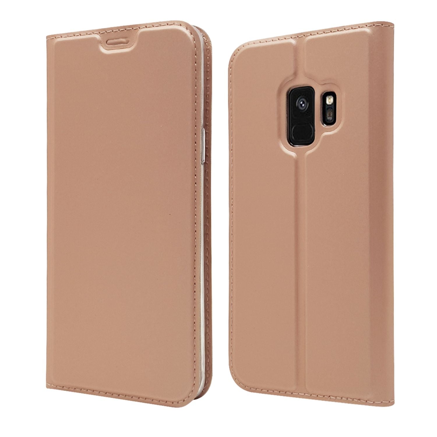 Samsung Galaxy S9 Hülle Klapphülle von NALIA, Slim Kickstand Handyhülle Flip-Case Cover Rose Gold NALIA