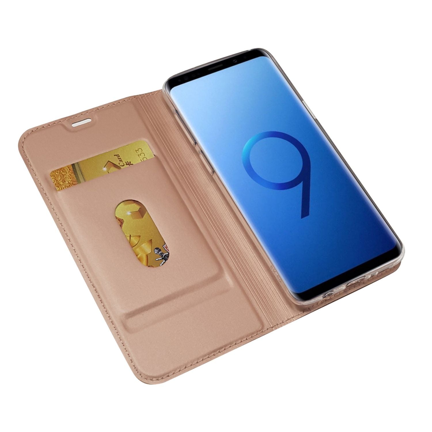 Samsung Galaxy S9 Hülle Klapphülle von NALIA, Slim Kickstand Handyhülle Flip-Case Cover Rose Gold NALIA