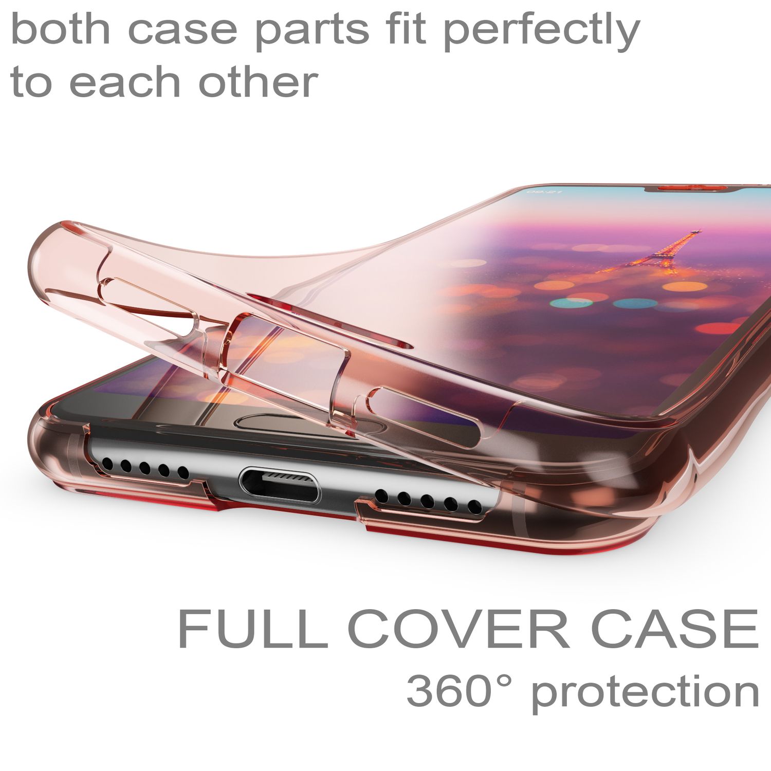 Huawei P20 360 Grad Handy Hülle von NALIA, Full Cover Rundum Bumper Etui Case Rose Gold NALIA