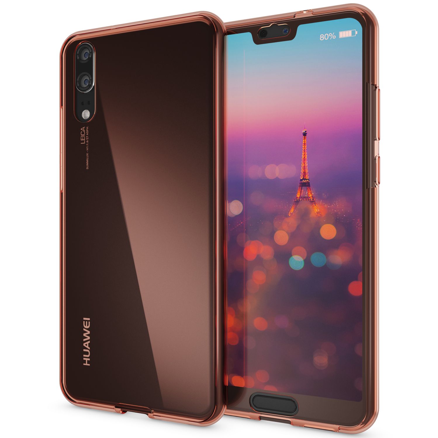 Huawei P20 360 Grad Handy Hülle von NALIA, Full Cover Rundum Bumper Etui Case Rose Gold NALIA