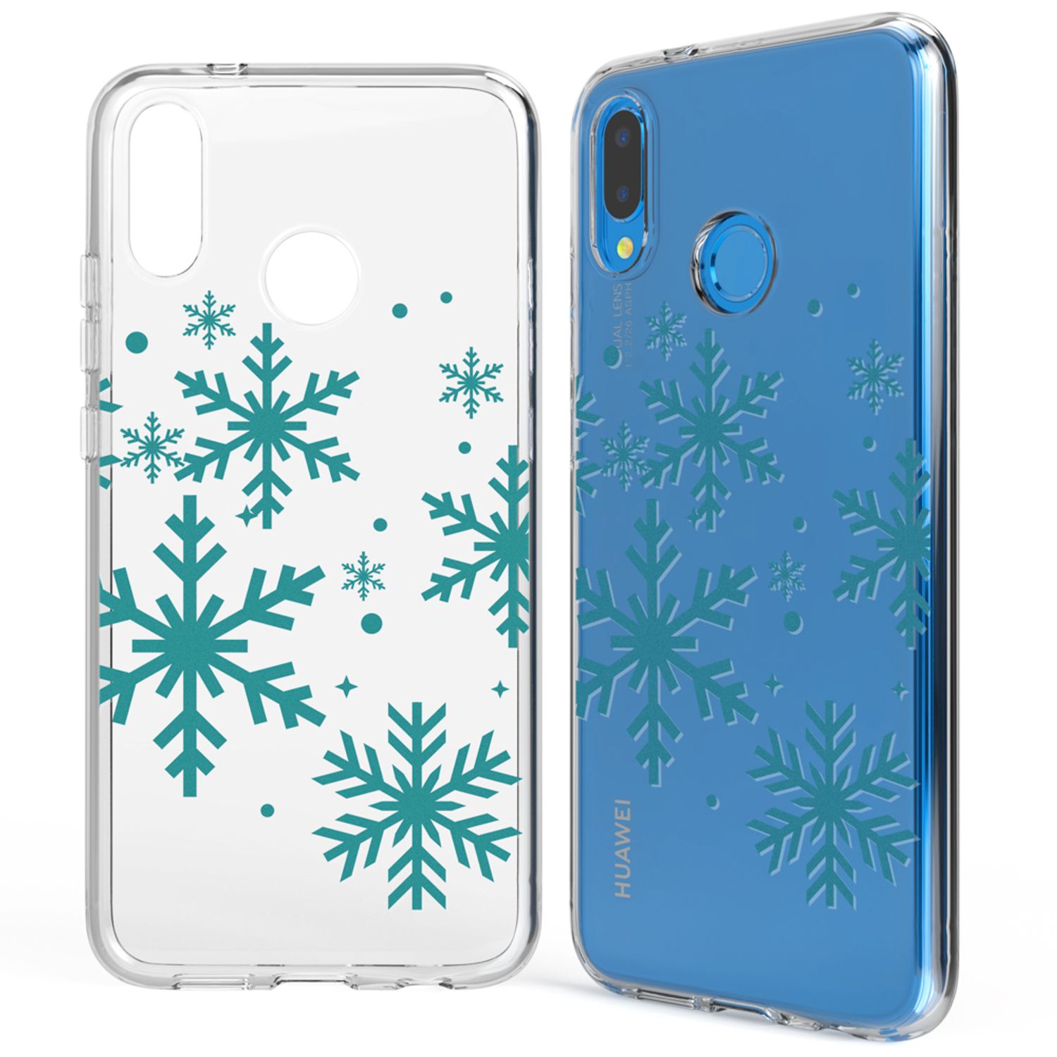 Huawei P20 Lite Hülle Handyhülle von NALIA, Slim Silikon Cover Schutzhülle Snowflakes NALIA