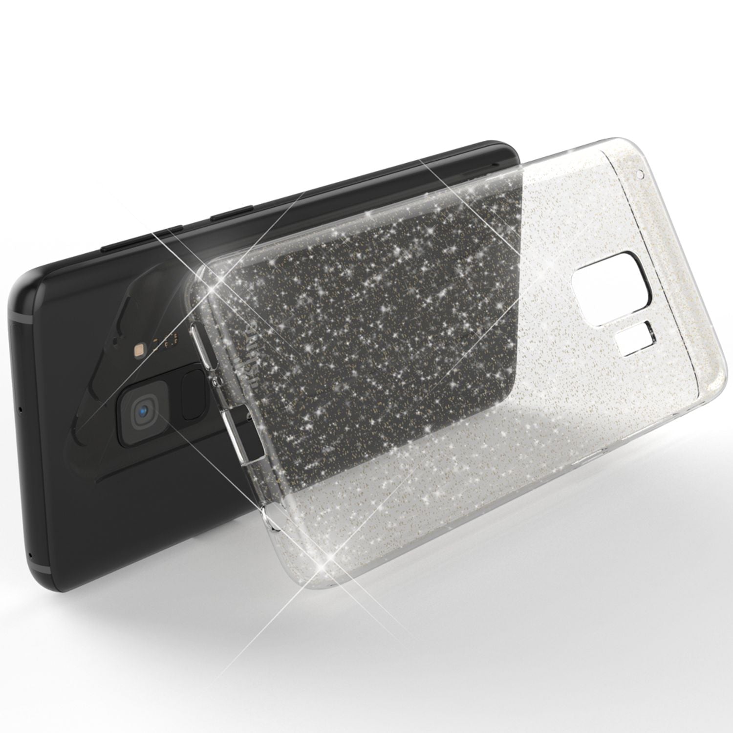 NALIA Glitter Handy Hülle für Samsung Galaxy S9, Glitzer Silikon Case Cover Transparent NALIA Transparente Hülle