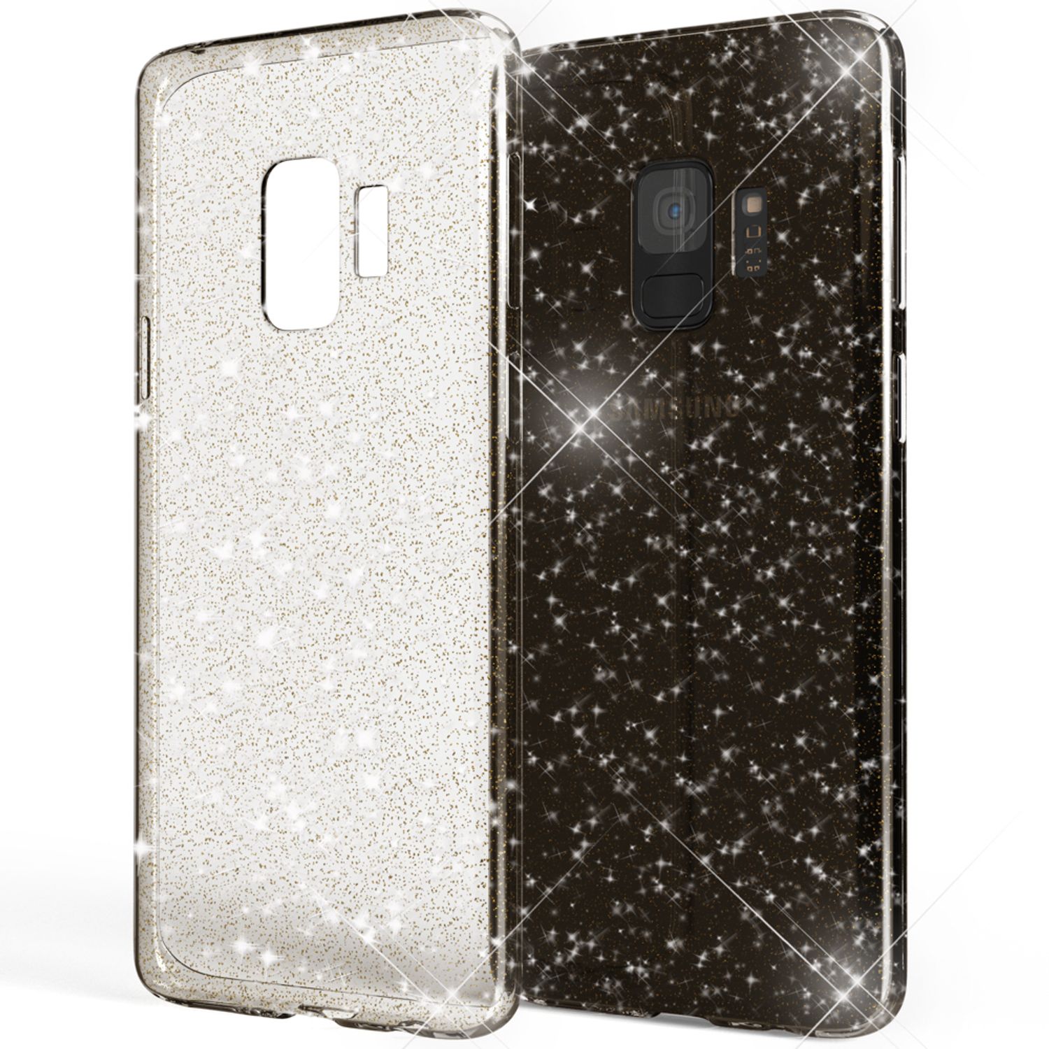NALIA Glitter Handy Hülle für Samsung Galaxy S9, Glitzer Silikon Case Cover Schwarz NALIA Transparente Hülle