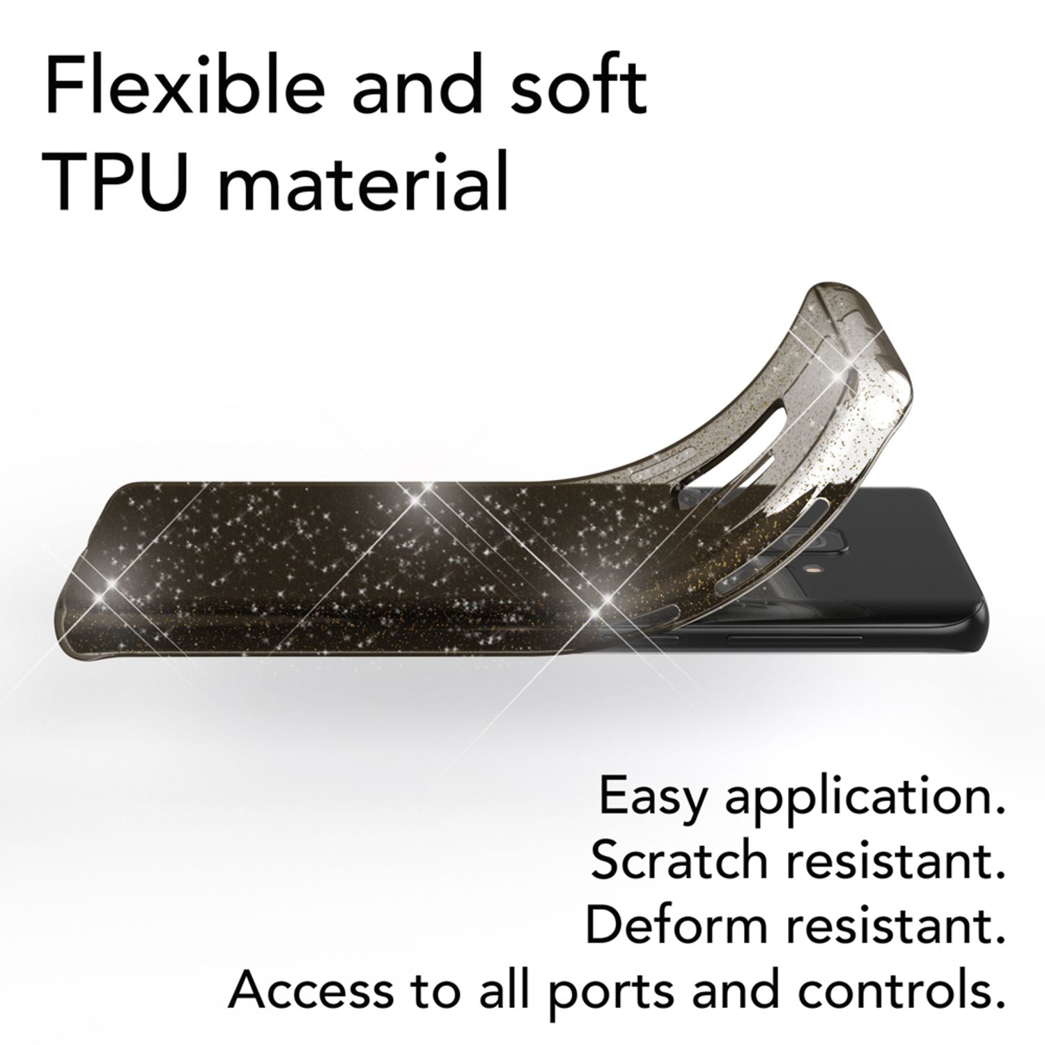 NALIA Glitter Handy Hülle für Samsung Galaxy S9, Glitzer Silikon Case Cover Schwarz NALIA Transparente Hülle