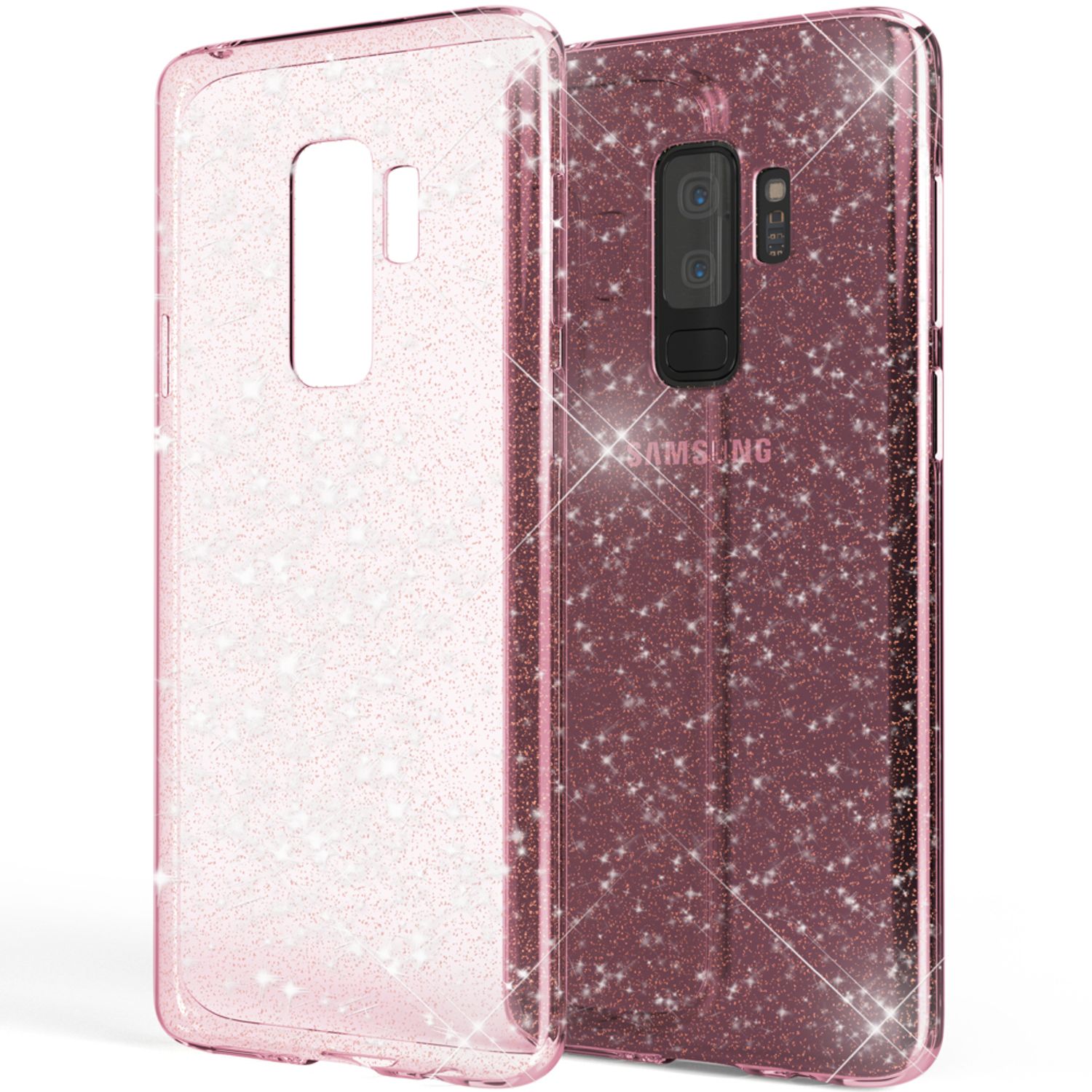 NALIA Glitter Handy Hülle für Samsung Galaxy S9 Plus Glitzer Cover Silikon Case Transparent NALIA Transparente Hülle