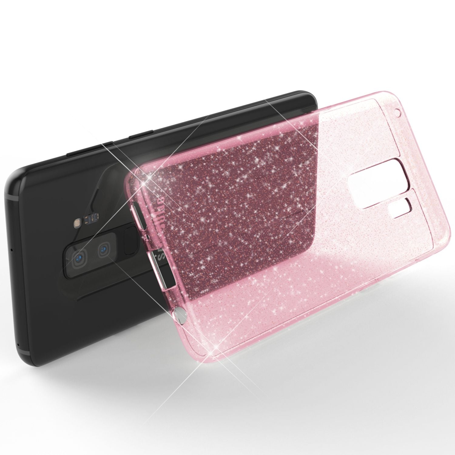 NALIA Glitter Handy Hülle für Samsung Galaxy S9 Plus Glitzer Cover Silikon Case Transparent NALIA Transparente Hülle