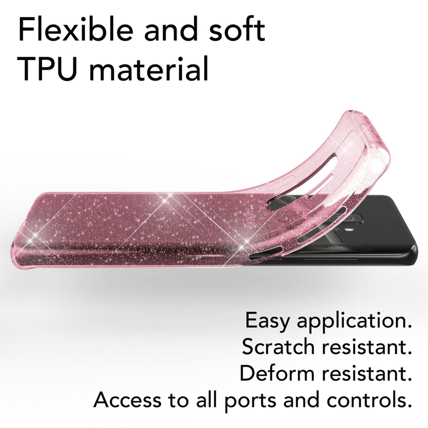 NALIA Glitter Handy Hülle für Samsung Galaxy S9 Plus Glitzer Cover Silikon Case Transparent NALIA Transparente Hülle