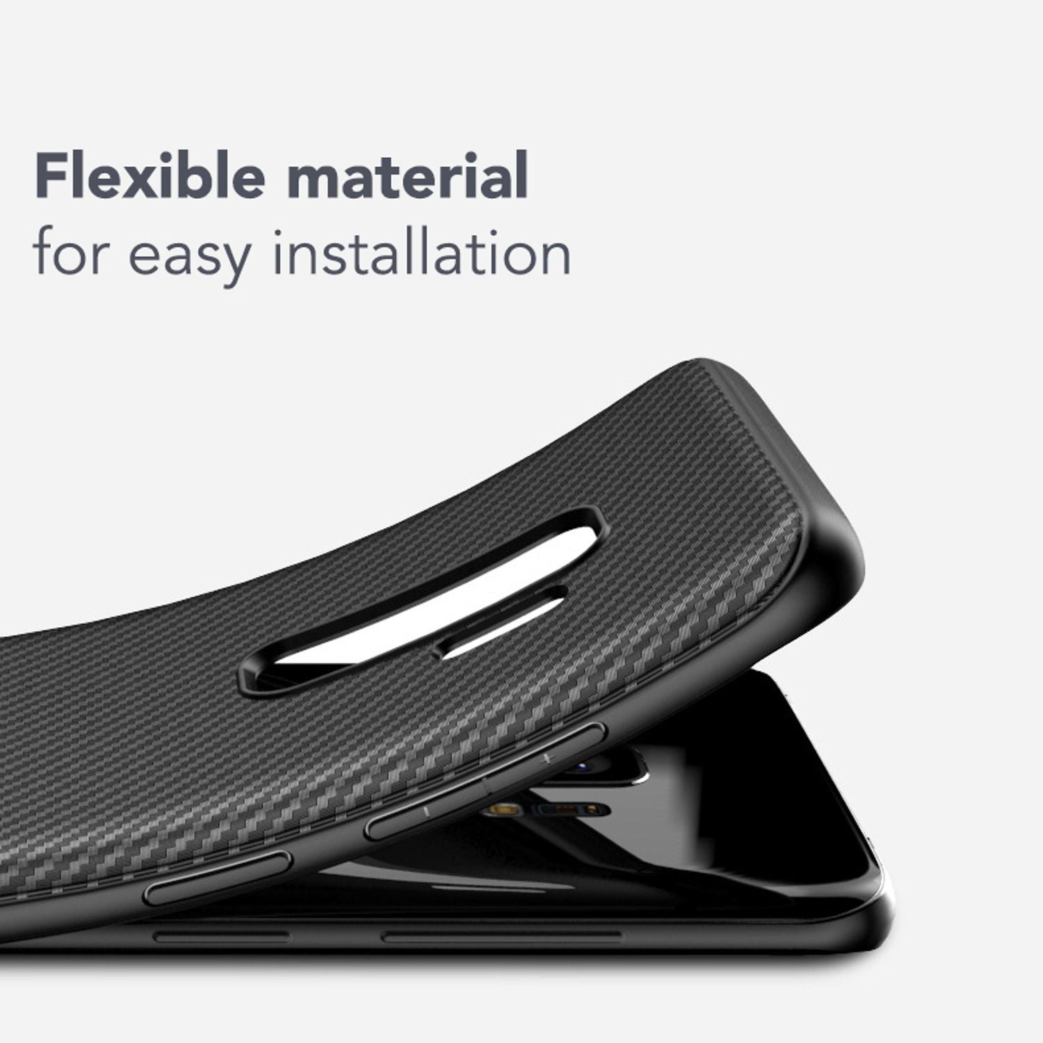 Samsung Galaxy S9 Plus Handy Hülle von NALIA, Silikon Case Cover Carbon Look Schwarz NALIA Protective Hülle