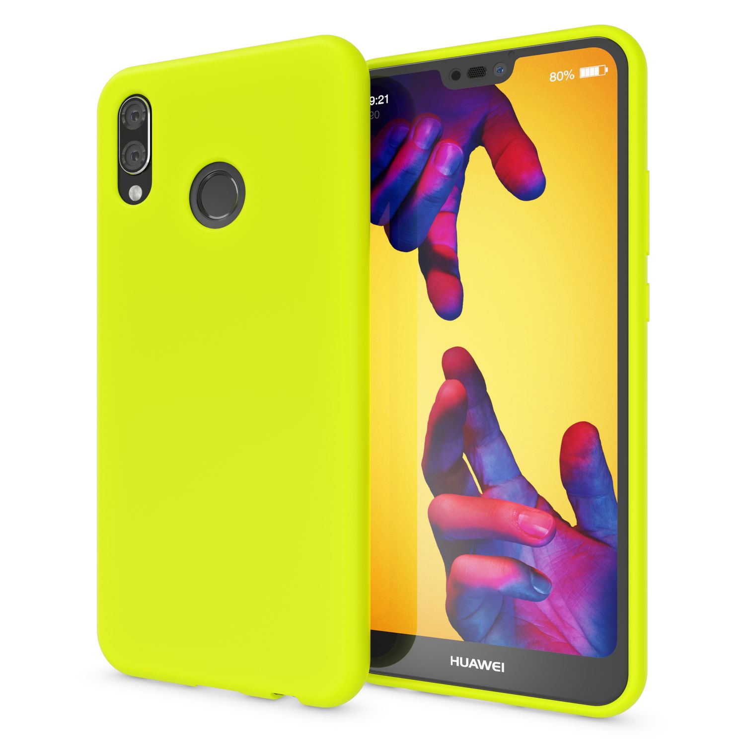 NALIA Hülle Handyhülle für Huawei P20 Lite, Ultra-Slim TPU Silikon Neon Case Gelb NALIA Protective Hülle