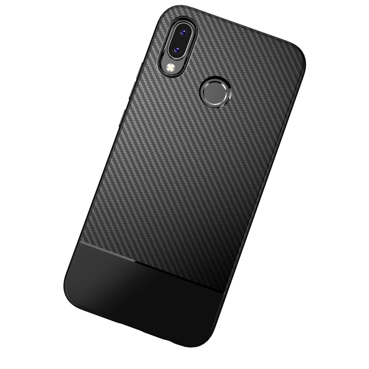 Huawei P20 Lite Handy Hülle von NALIA, Slim Soft Silikon Case Dünne Carbon Look Schwarz NALIA Protective Hülle