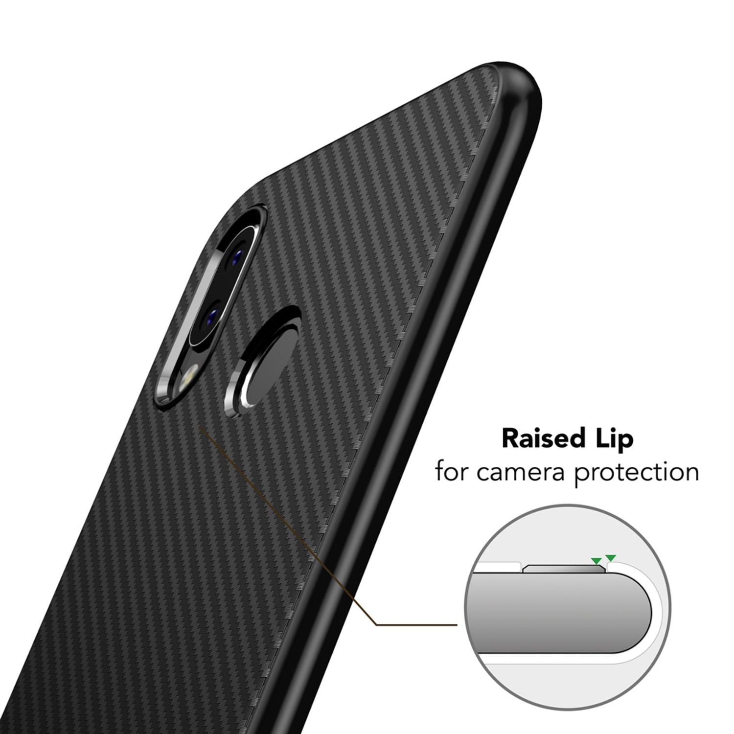 Huawei P20 Lite Handy Hülle von NALIA, Slim Soft Silikon Case Dünne Carbon Look Schwarz NALIA Protective Hülle