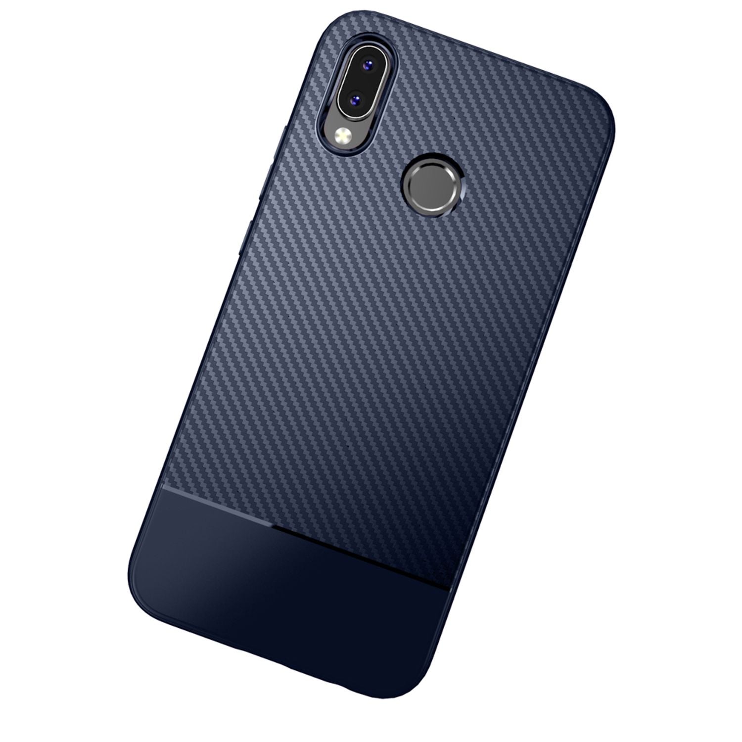 Huawei P20 Lite Handy Hülle von NALIA, Slim Soft Silikon Case Dünne Carbon Look Schwarz NALIA Protective Hülle