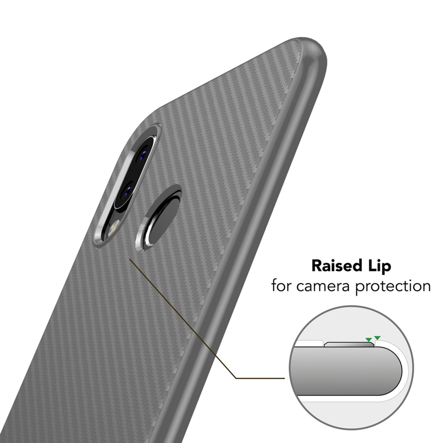 Huawei P20 Lite Handy Hülle von NALIA, Slim Soft Silikon Case Dünne Carbon Look Schwarz NALIA Protective Hülle