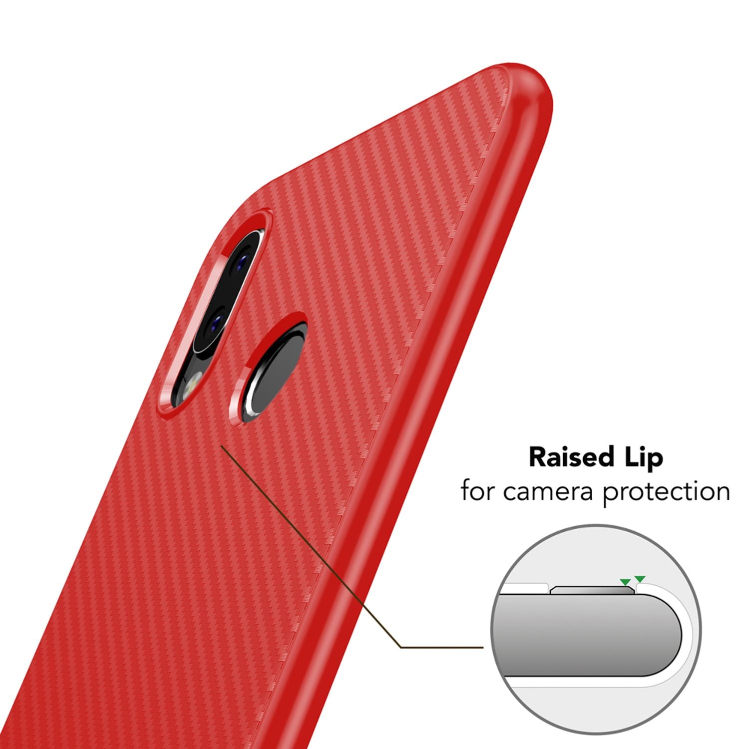 Huawei P20 Lite Handy Hülle von NALIA, Slim Soft Silikon Case Dünne Carbon Look Schwarz NALIA Protective Hülle