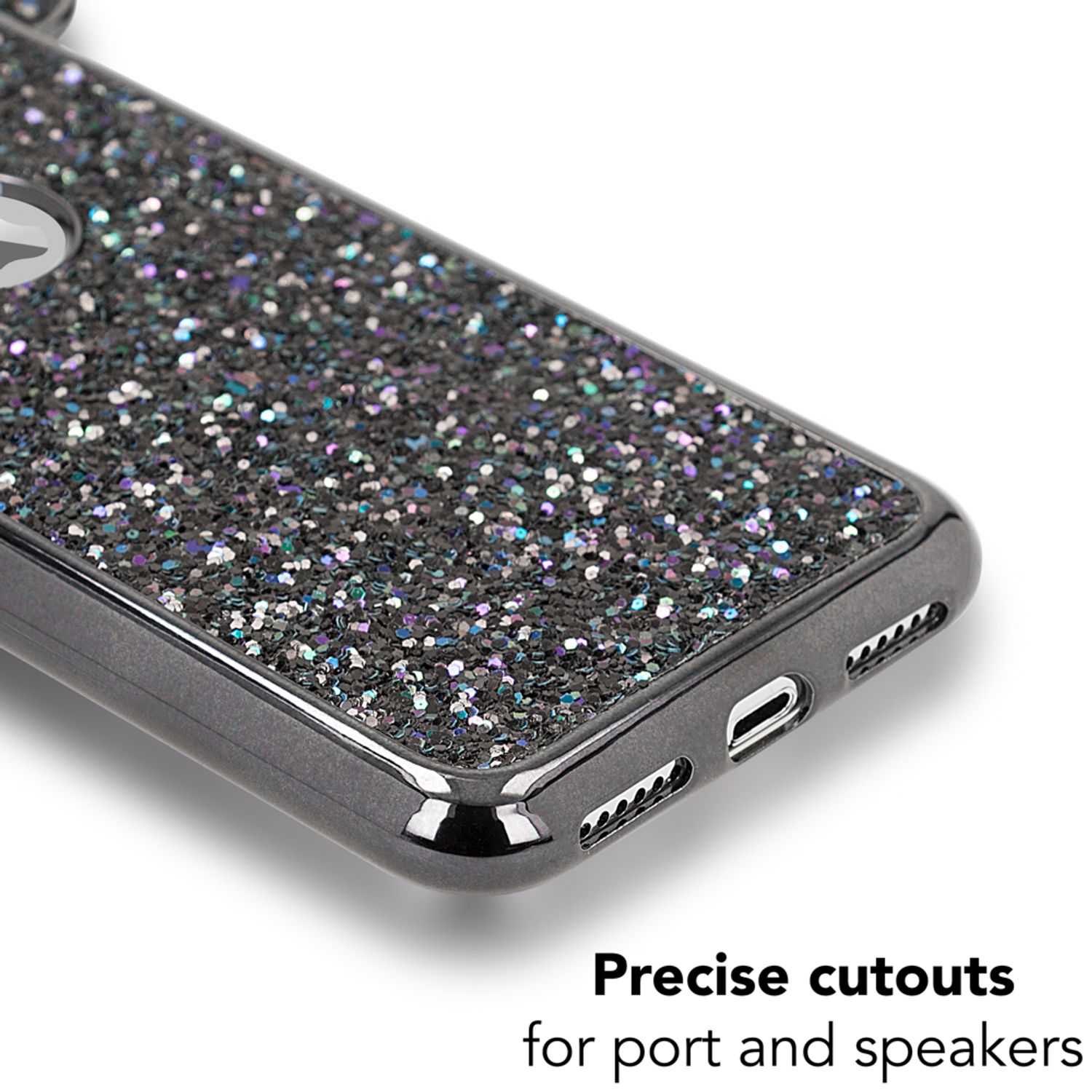 NALIA Hülle für iPhone XS Max, Handyhülle Glitzer Slim Cover Case mit Maus Ohren Rose Gold NALIA