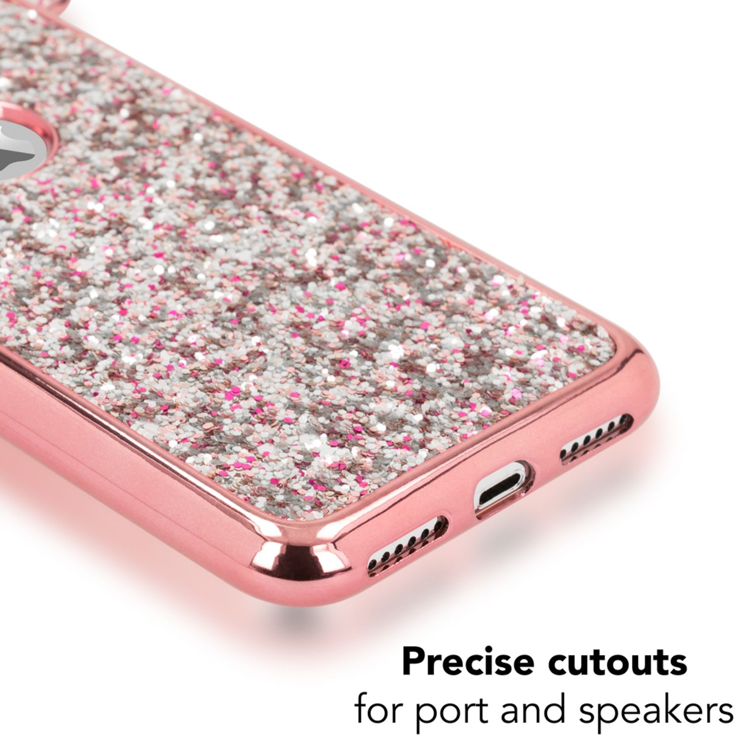 NALIA Hülle für iPhone XS Max, Handyhülle Glitzer Slim Cover Case mit Maus Ohren Rose Gold NALIA