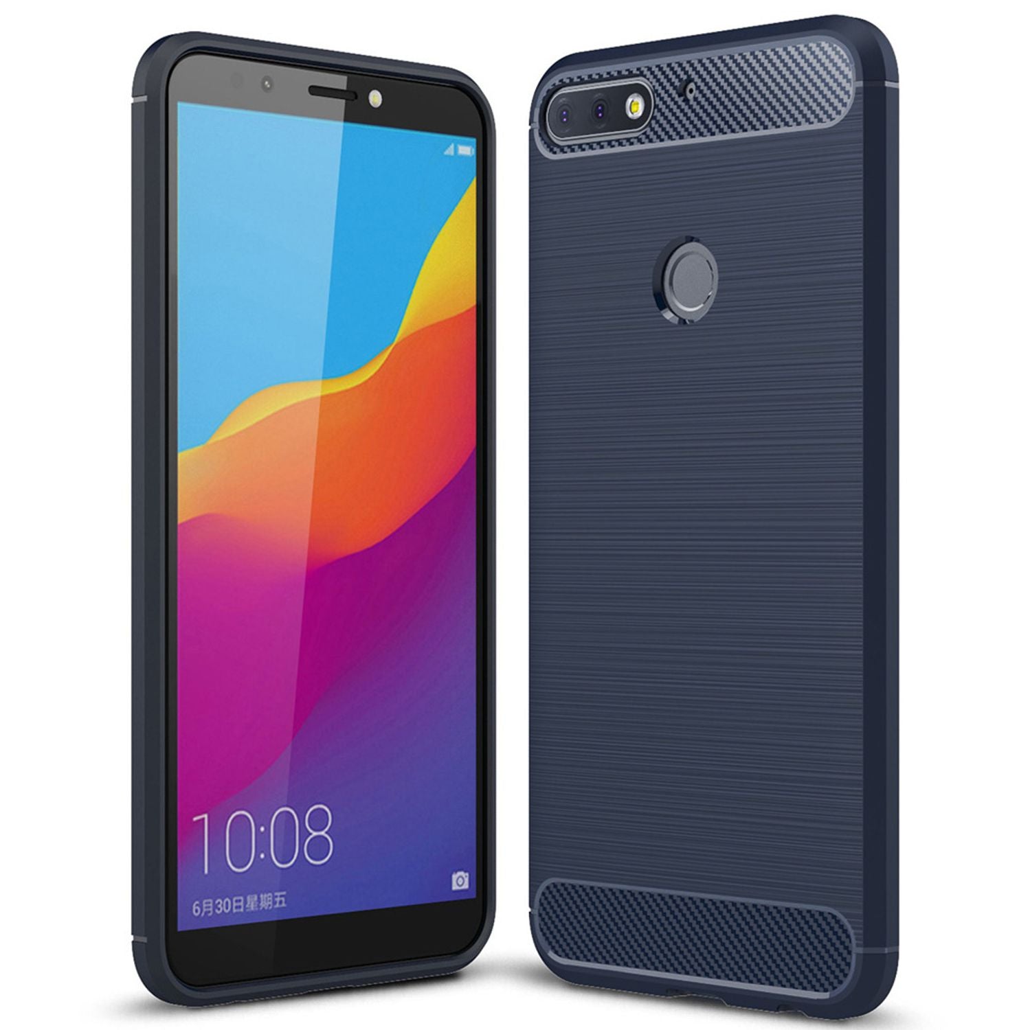 NALIA Hülle Handyhülle für Huawei Y7 (2018), Slim Silikon Case Schutz Cover Etui Dunkelblau NALIA Protective Hülle