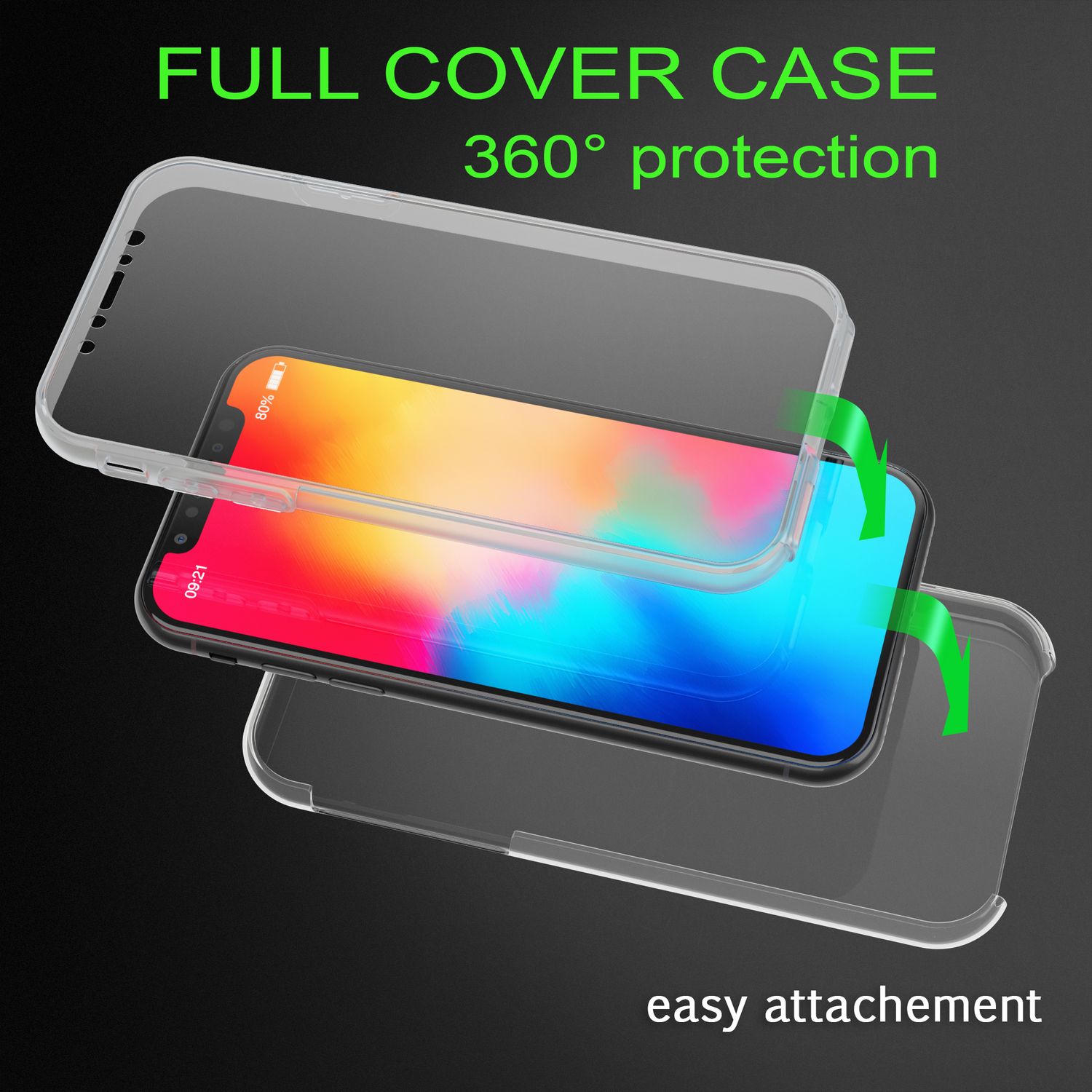 NALIA 360 Grad Handy Hülle für Apple iPhone XS Max, Full Cover Case Bumper Etui Transparent NALIA Transparente Hülle