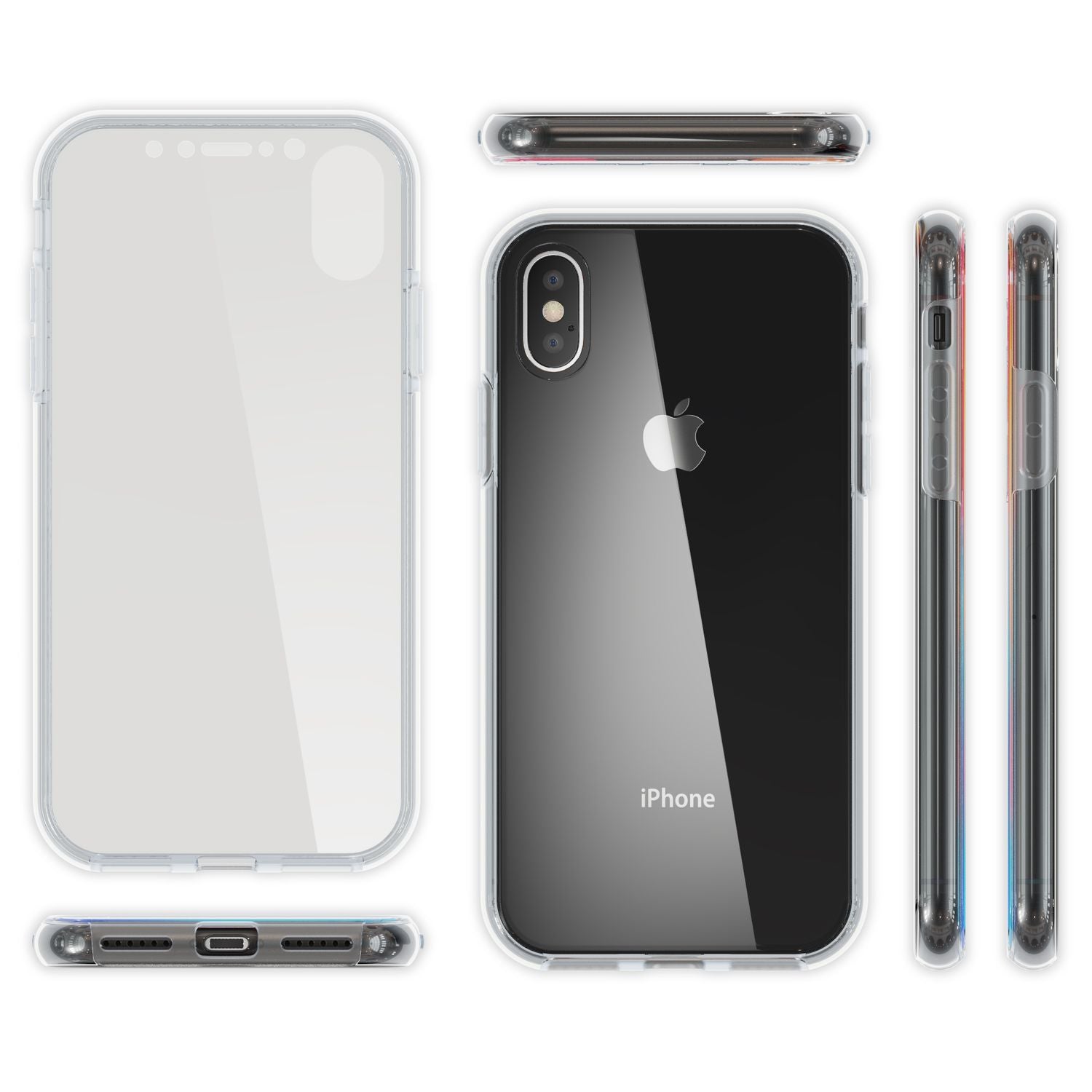 NALIA 360 Grad Handy Hülle für Apple iPhone X XS, Full Cover Case Rundum Bumper Transparent NALIA Transparente Hülle