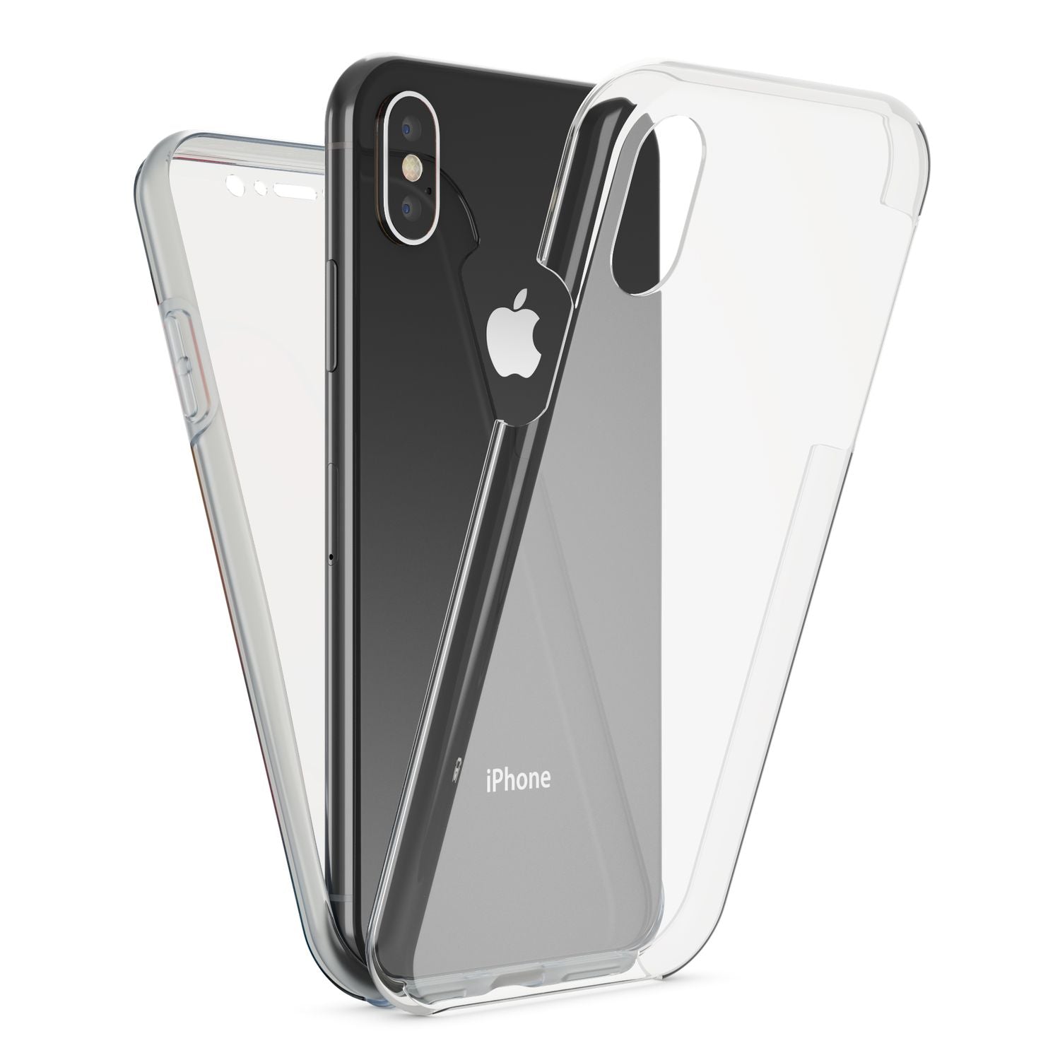 NALIA 360 Grad Handy Hülle für Apple iPhone X XS, Full Cover Case Rundum Bumper Transparent NALIA Transparente Hülle