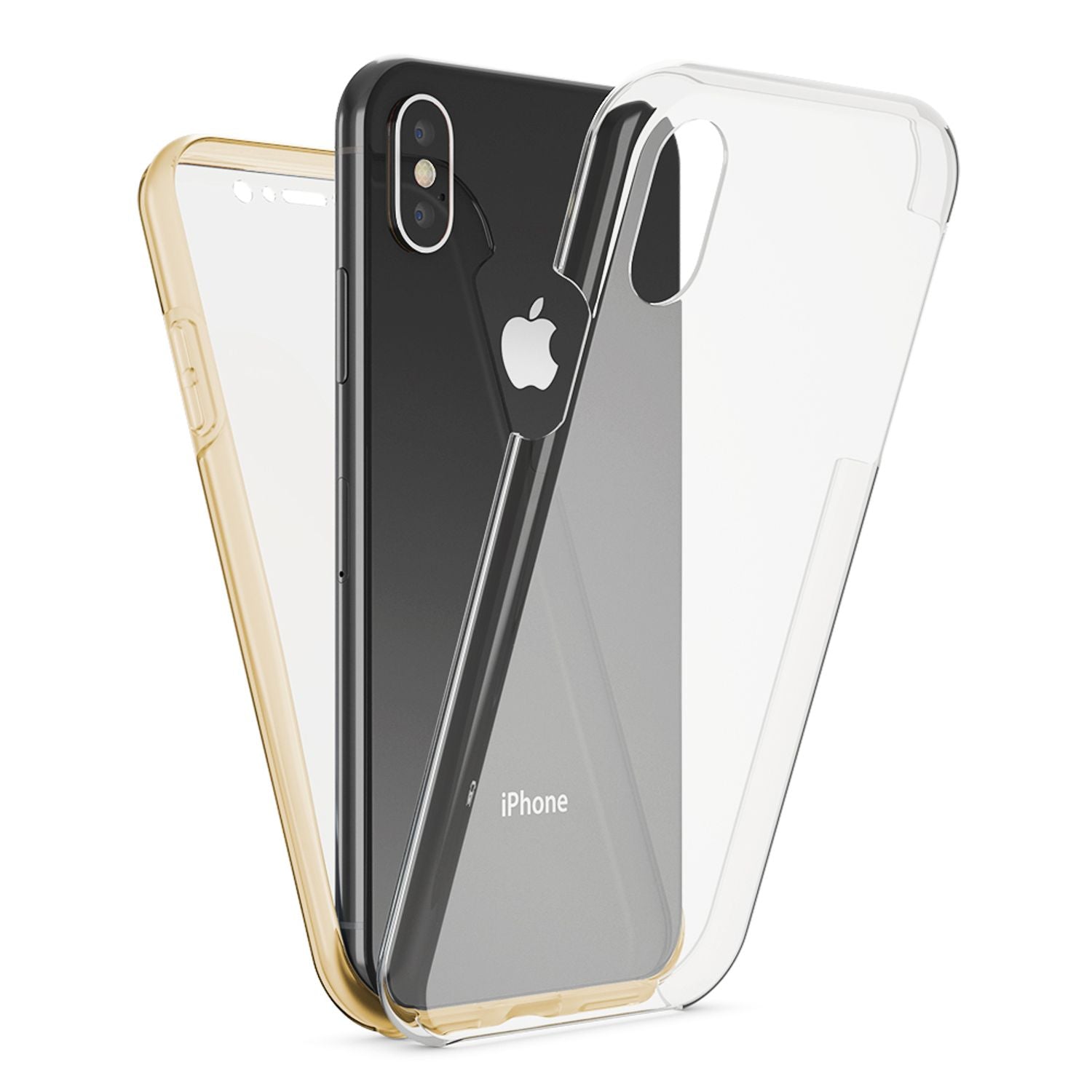 NALIA 360 Grad Handy Hülle für Apple iPhone X XS, Full Cover Case Rundum Bumper Transparent NALIA Transparente Hülle