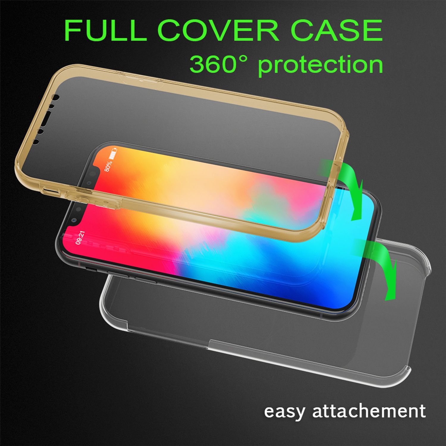 NALIA 360 Grad Handy Hülle für Apple iPhone X XS, Full Cover Case Rundum Bumper Transparent NALIA Transparente Hülle