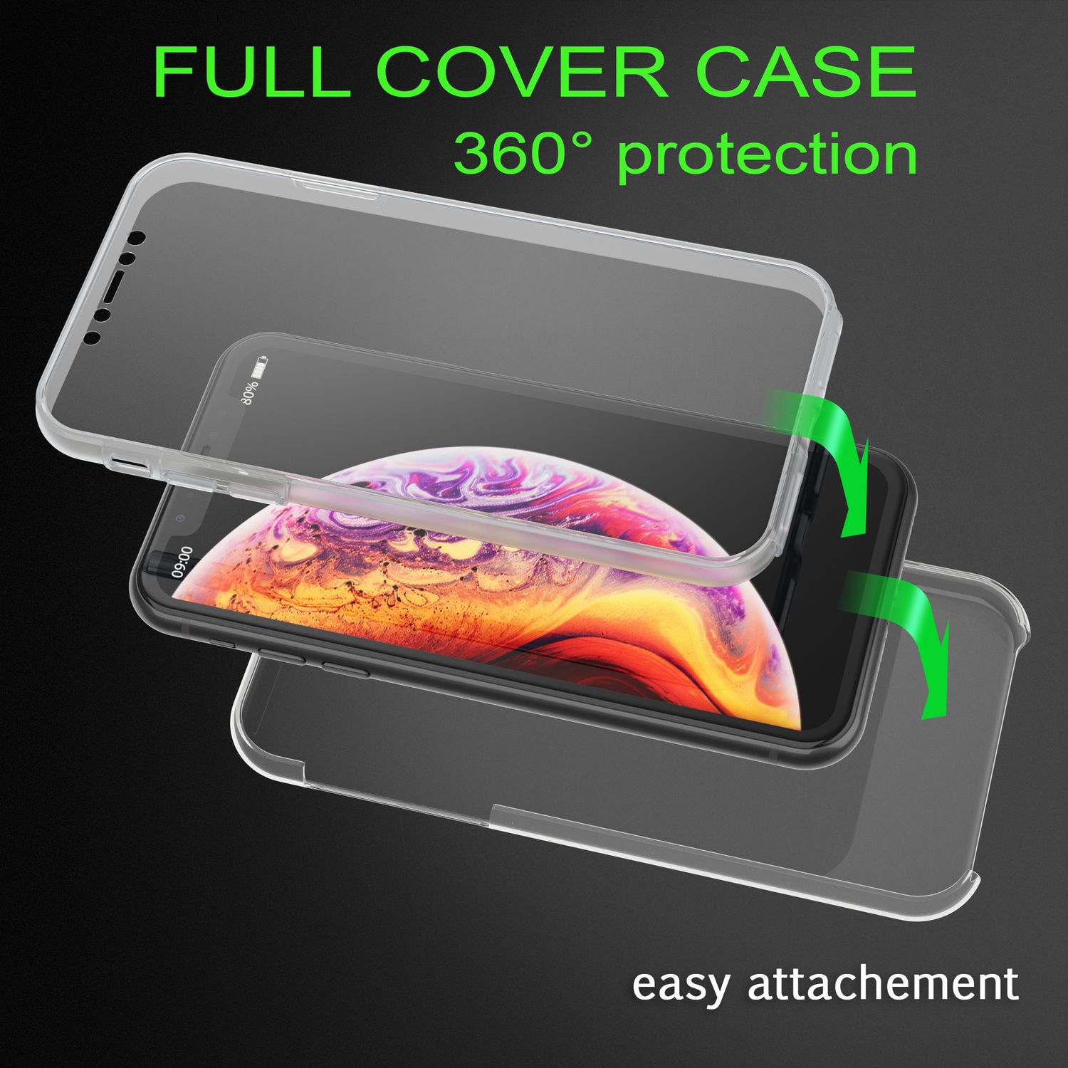 NALIA 360 Grad Handy Hülle für Apple iPhone XR, Full Cover Case Rundum Bumper Transparent NALIA Transparente Hülle