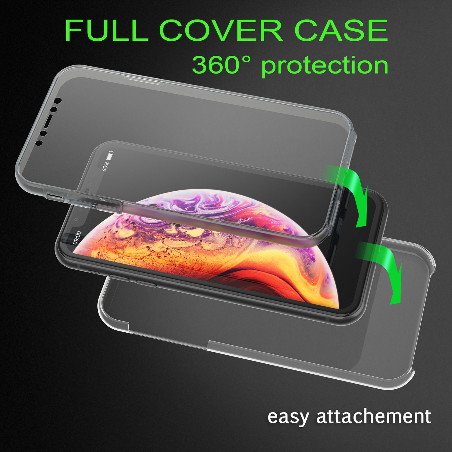 NALIA 360 Grad Handy Hülle für Apple iPhone XR, Full Cover Case Rundum Bumper Transparent NALIA Transparente Hülle
