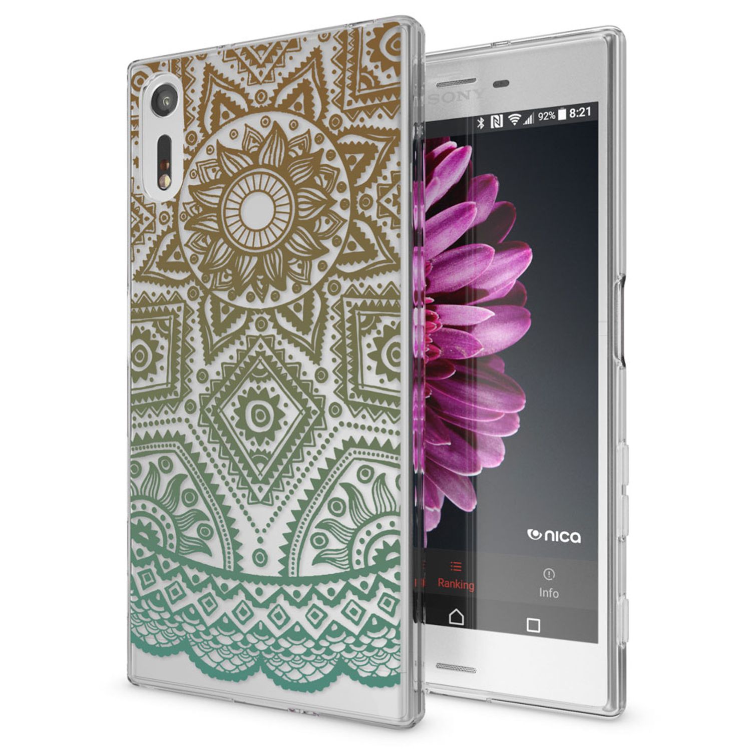 Sony Xperia XZ Handy Hülle von NALIA, Silikon TPU Motiv Case Cover Bumper Dünn Mandala Pink NALIA