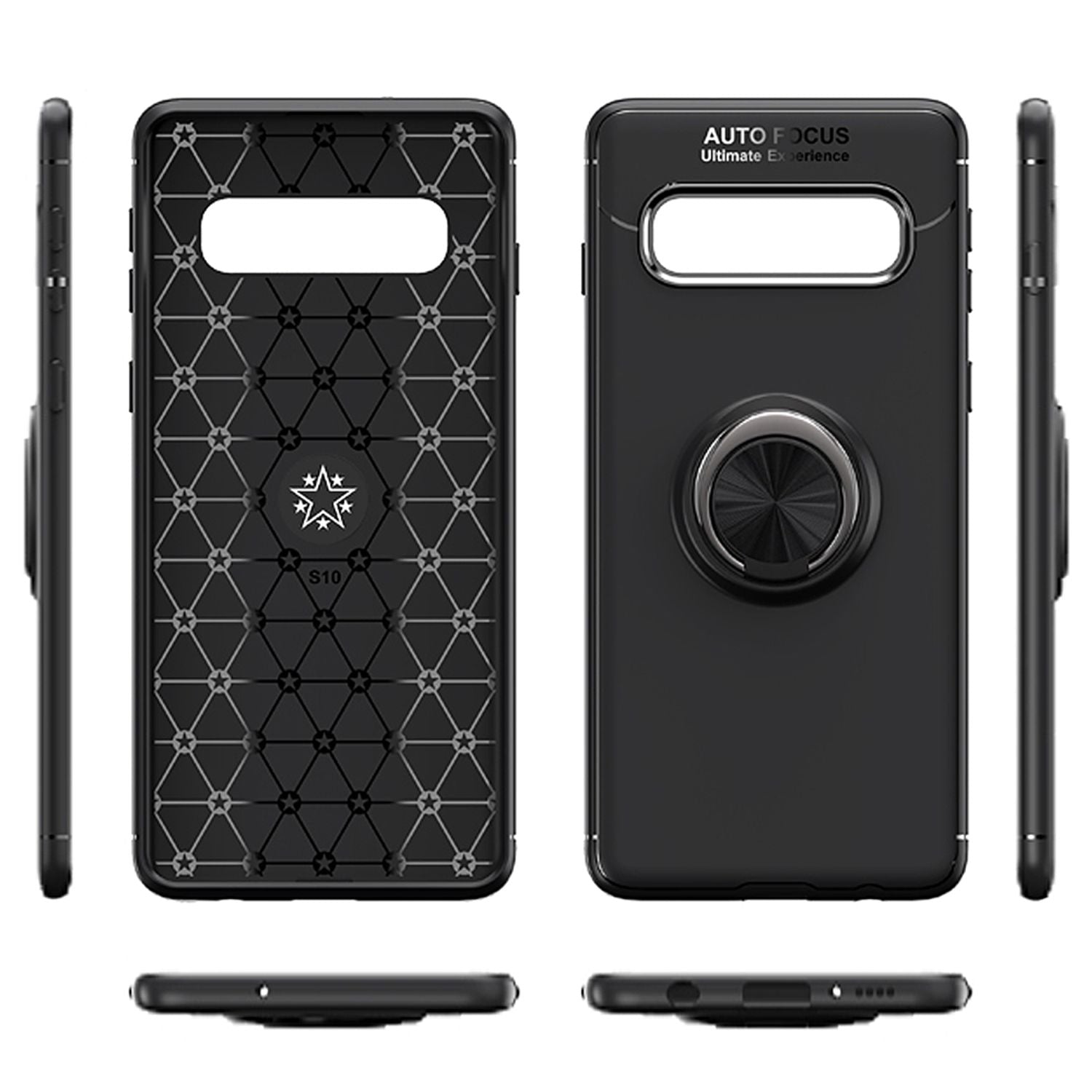 NALIA Ring Handy Hülle für Samsung Galaxy S10 Plus für KFZ Halterung, Cover Case Schwarz NALIA Protective Hülle