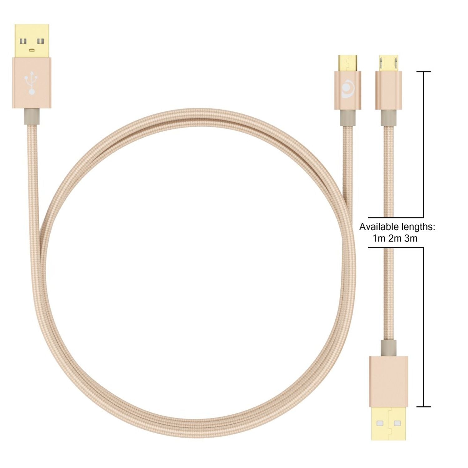 3m Micro USB Kabel von NALIA, Stabiles Sync Handy High Speed Ladekabel Datenkabel