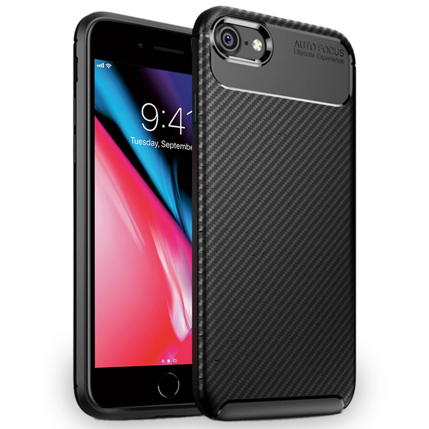 NALIA Handy Hülle für iPhone SE 2022 / SE 2020 / 8 / 7, Carbon Case Silikon Cover Schutz Default Title NALIA Protective Hülle