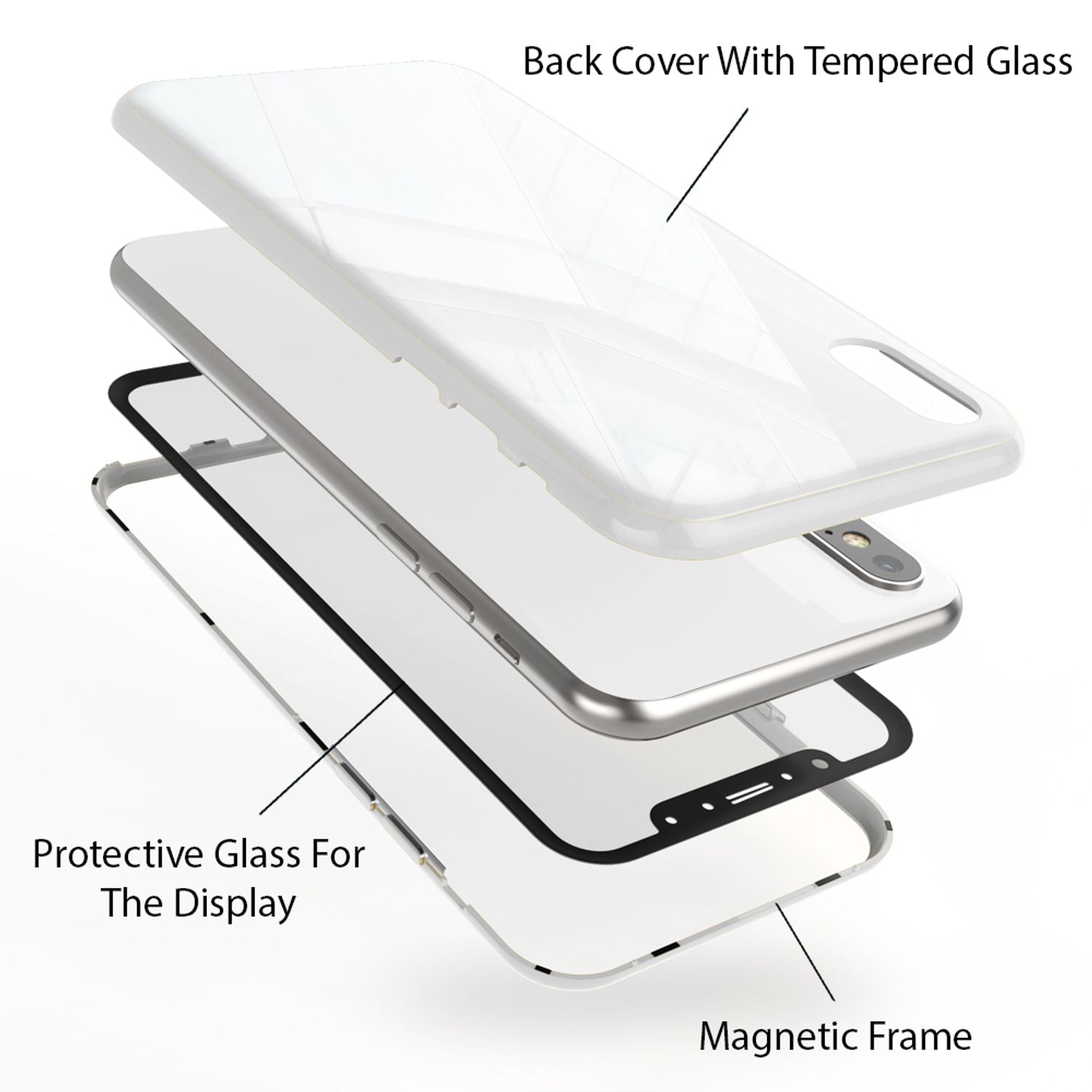 NALIA 360° Magnet Hülle für iPhone XS Max, Slim Hard Case mit Display Schutz Gelb NALIA