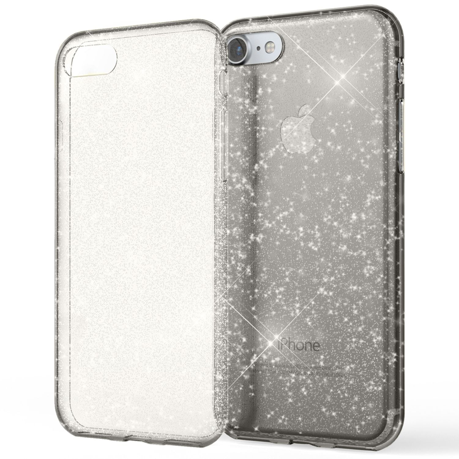 NALIA Handy Hülle für iPhone SE 2020 / 8 / 7, Glitzer Case Cover Schutz Tasche Transparent NALIA Transparente Hülle