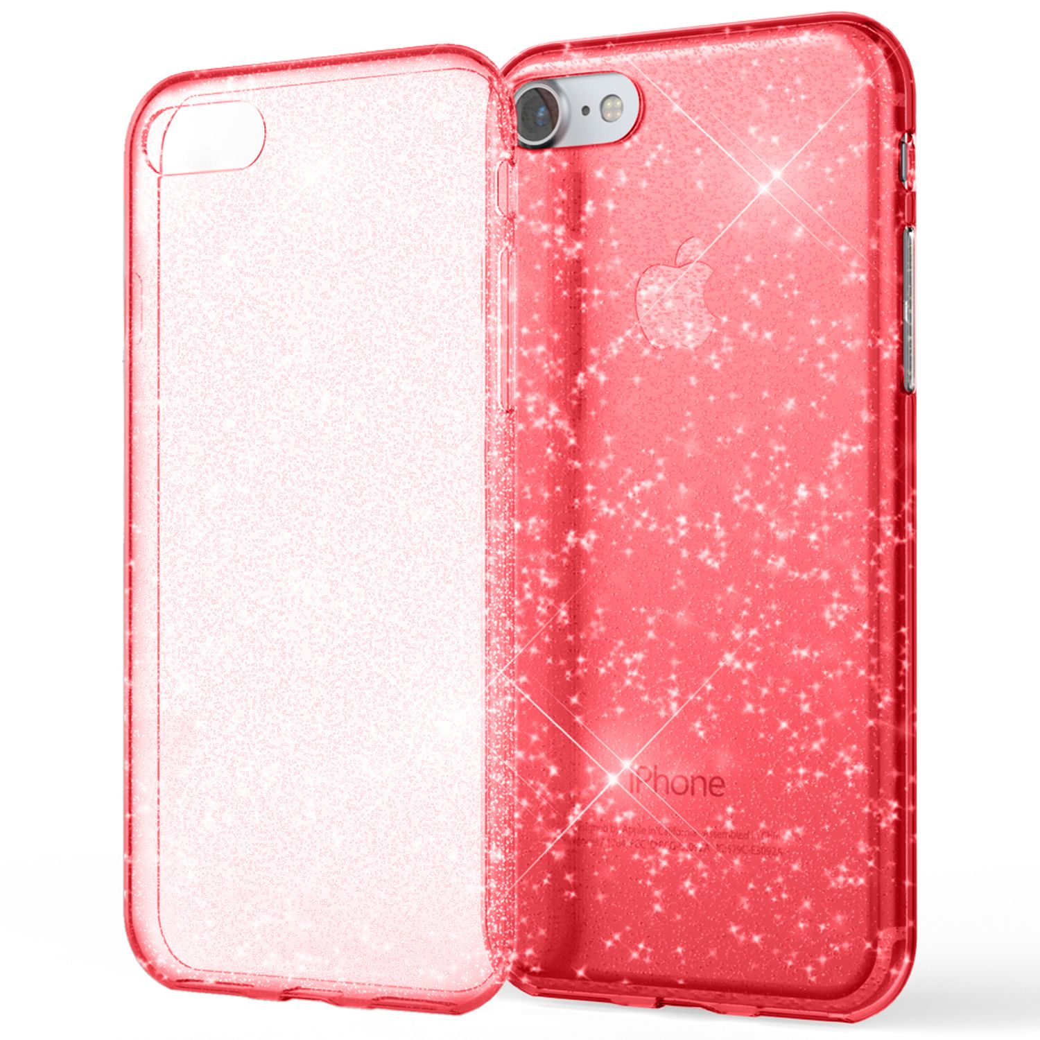NALIA Handy Hülle für iPhone SE 2020 / 8 / 7, Glitzer Case Cover Schutz Tasche Transparent NALIA Transparente Hülle