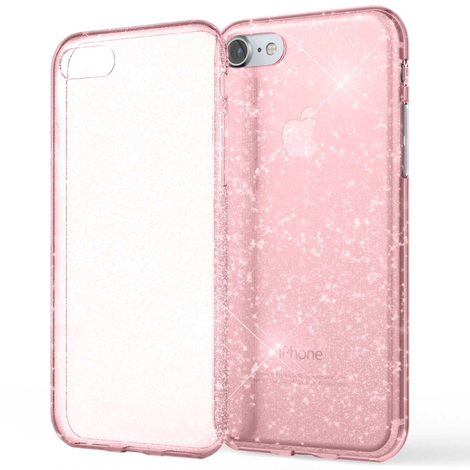 NALIA Handy Hülle für iPhone SE 2020 / 8 / 7, Glitzer Case Cover Schutz Tasche Transparent NALIA Transparente Hülle