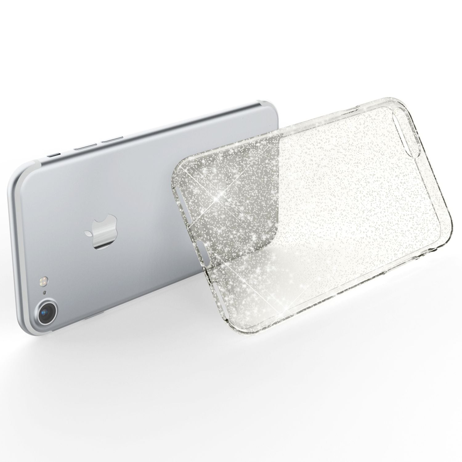 NALIA Handy Hülle für iPhone SE 2020 / 8 / 7, Glitzer Case Cover Schutz Tasche Transparent NALIA Transparente Hülle