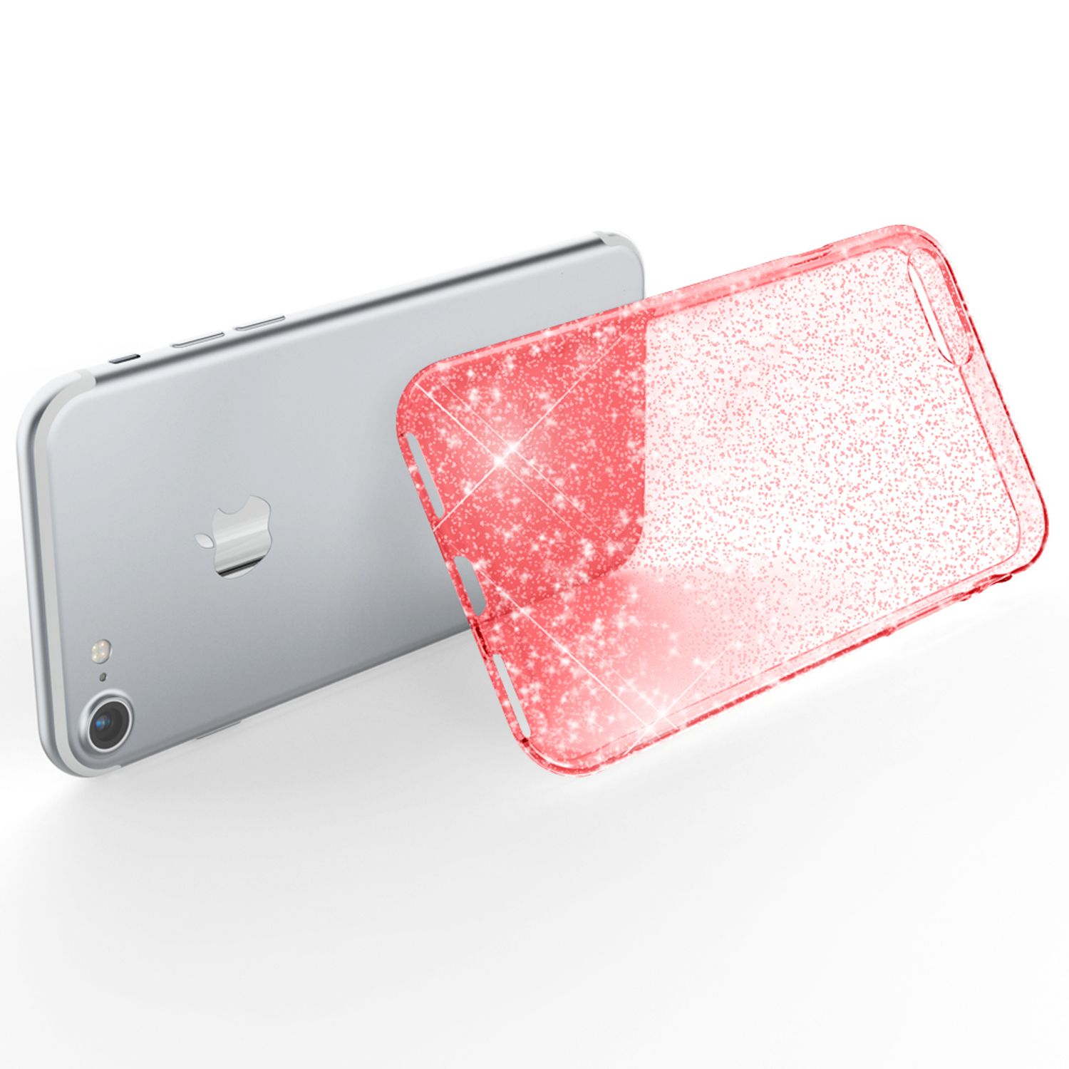 NALIA Handy Hülle für iPhone SE 2020 / 8 / 7, Glitzer Case Cover Schutz Tasche Transparent NALIA Transparente Hülle
