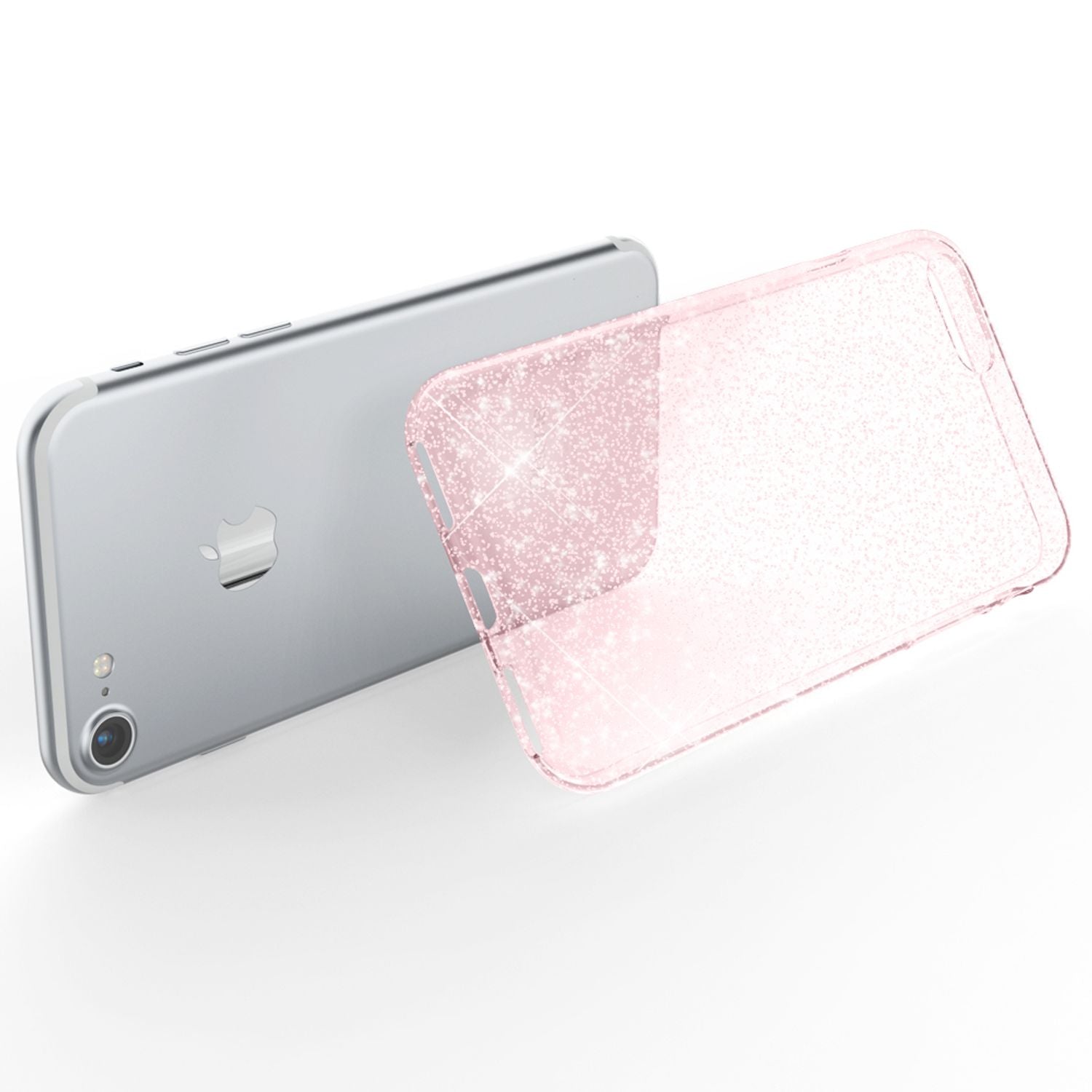 NALIA Handy Hülle für iPhone SE 2020 / 8 / 7, Glitzer Case Cover Schutz Tasche Transparent NALIA Transparente Hülle