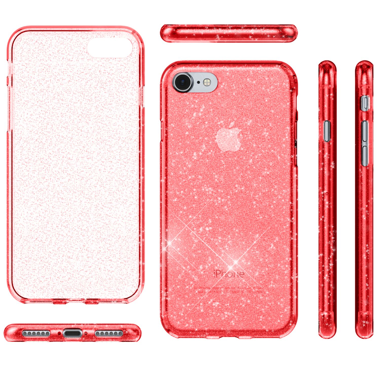 NALIA Handy Hülle für iPhone SE 2020 / 8 / 7, Glitzer Case Cover Schutz Tasche Transparent NALIA Transparente Hülle